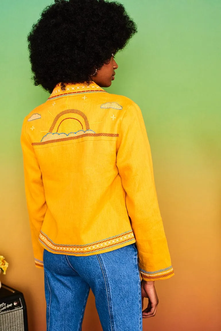 Good Day Sunshine Yellow Embroidered Jacket