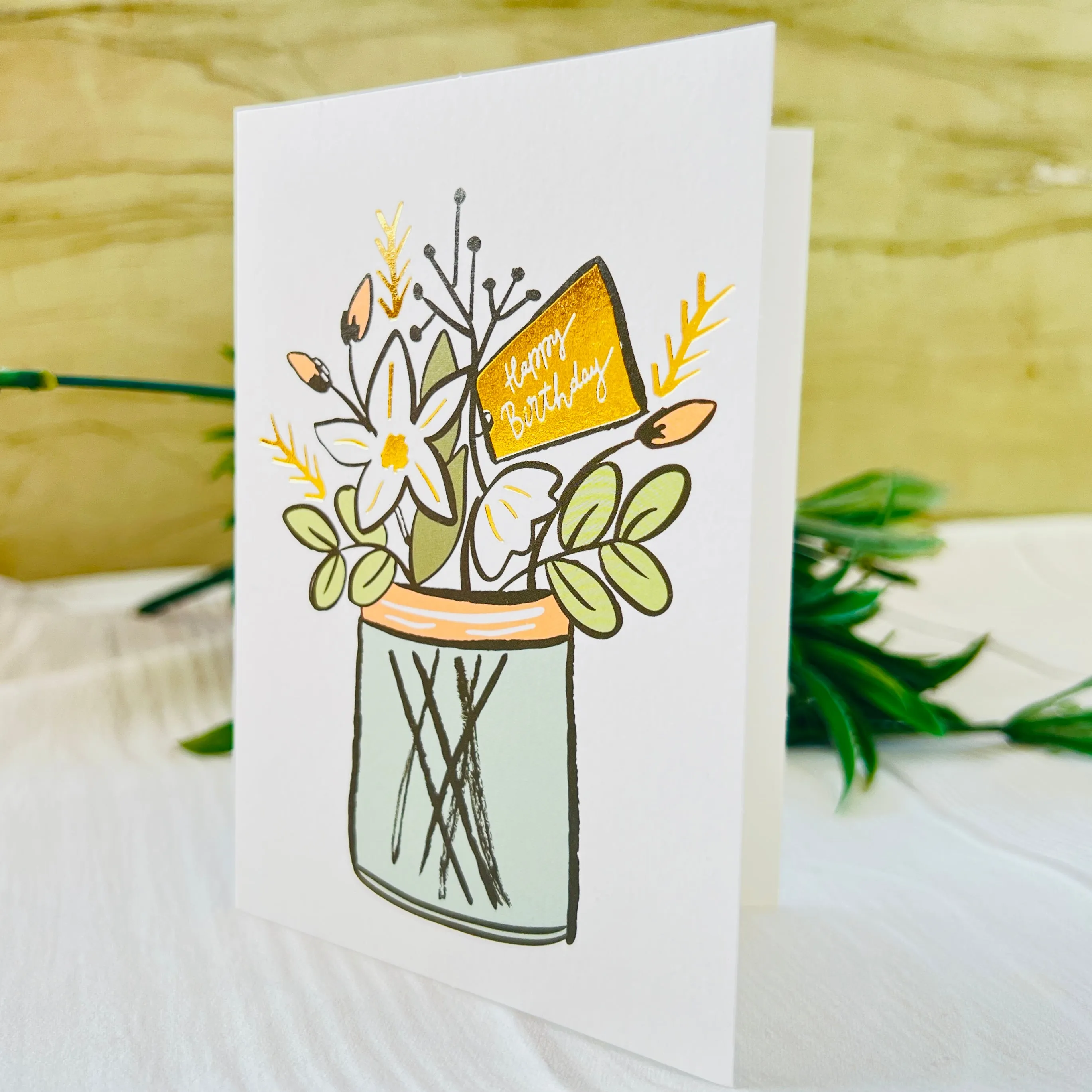 Happy Birthday Greeting Card with Gold Foiling