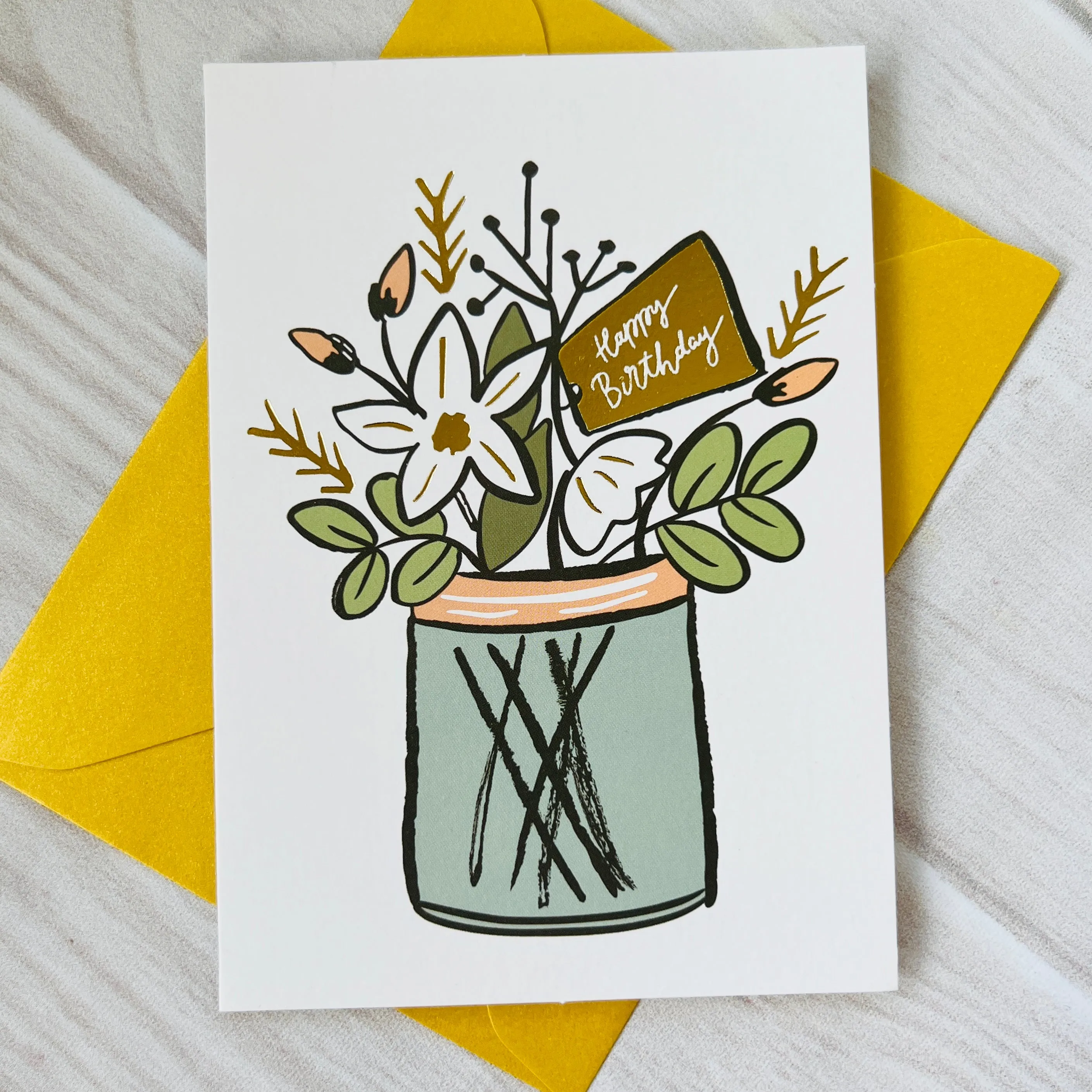Happy Birthday Greeting Card with Gold Foiling
