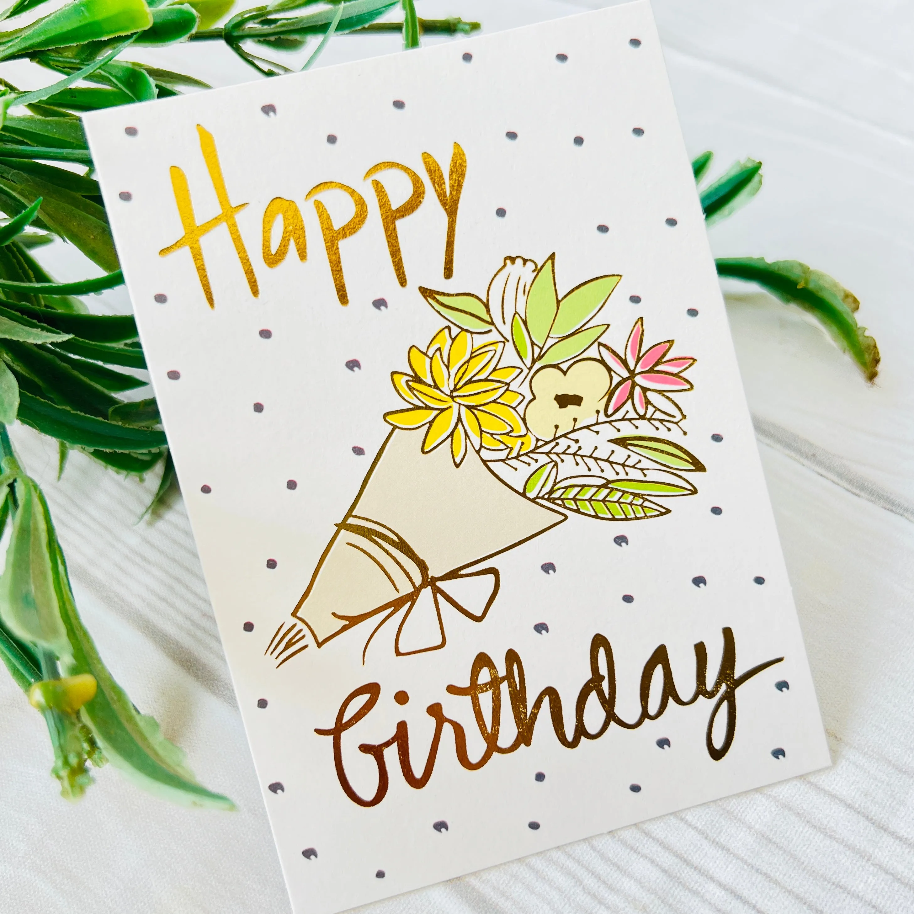 Happy Birthday Greeting Card with Gold Foiling
