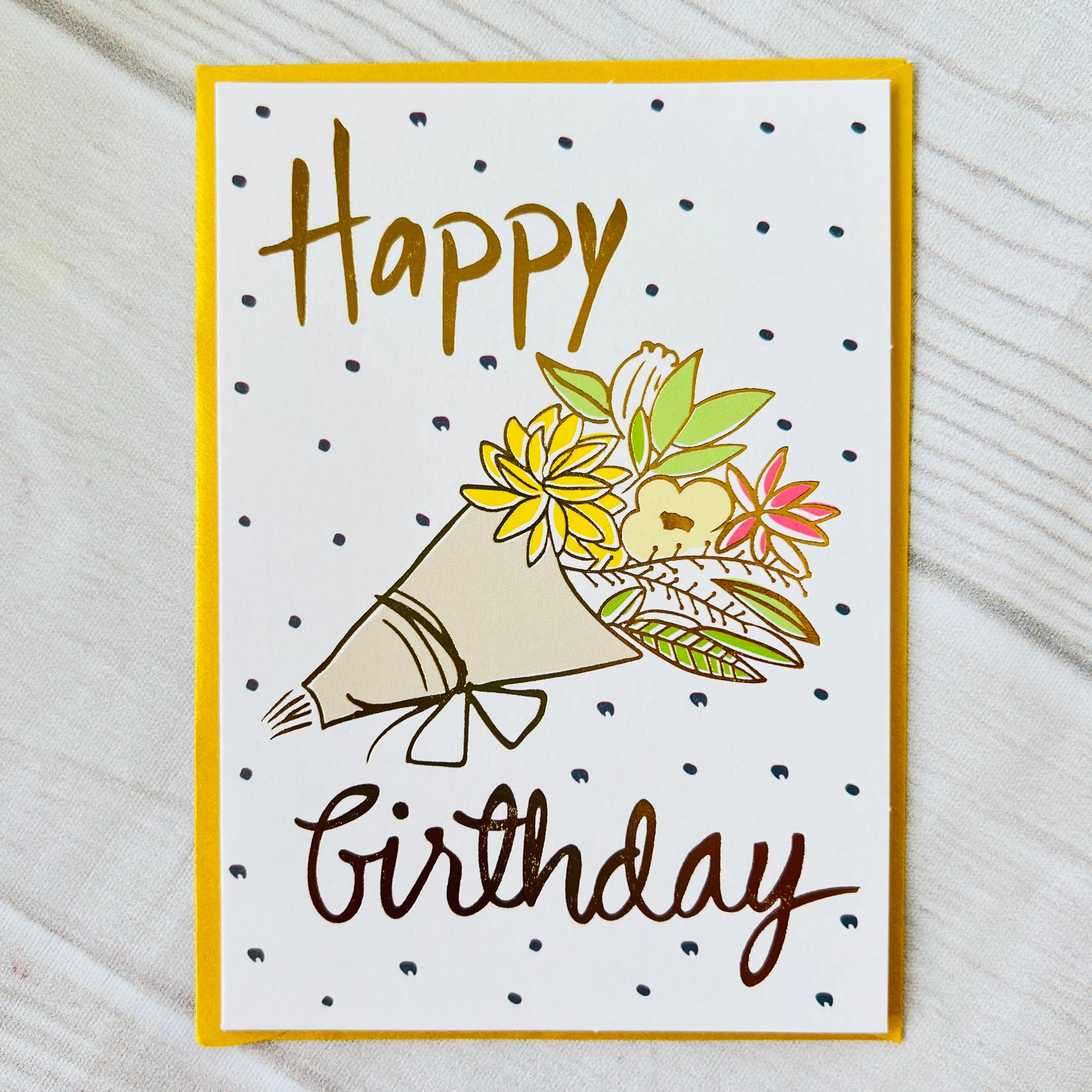 Happy Birthday Greeting Card with Gold Foiling