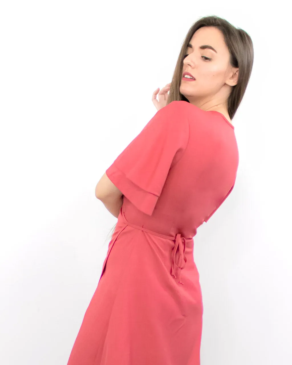 Isla Rose Red Short Sleeve Wrap Dress