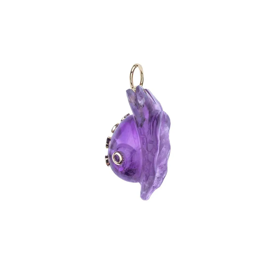 JOY Carved Amethyst Snail in Solid Gold
