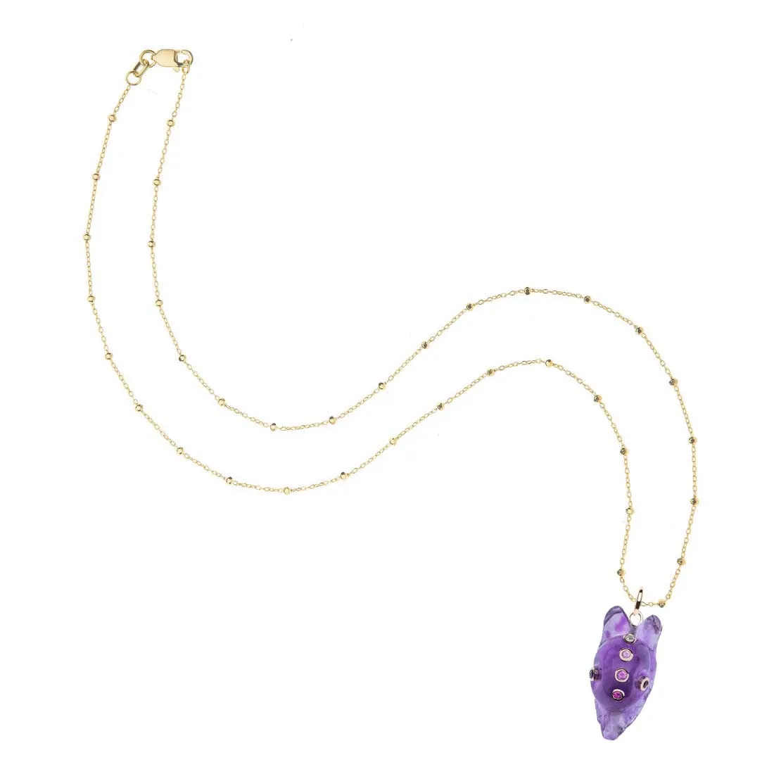 JOY Carved Amethyst Snail in Solid Gold