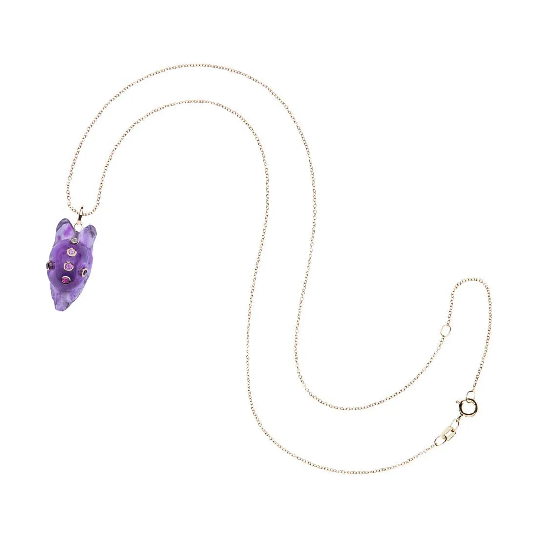 JOY Carved Amethyst Snail in Solid Gold