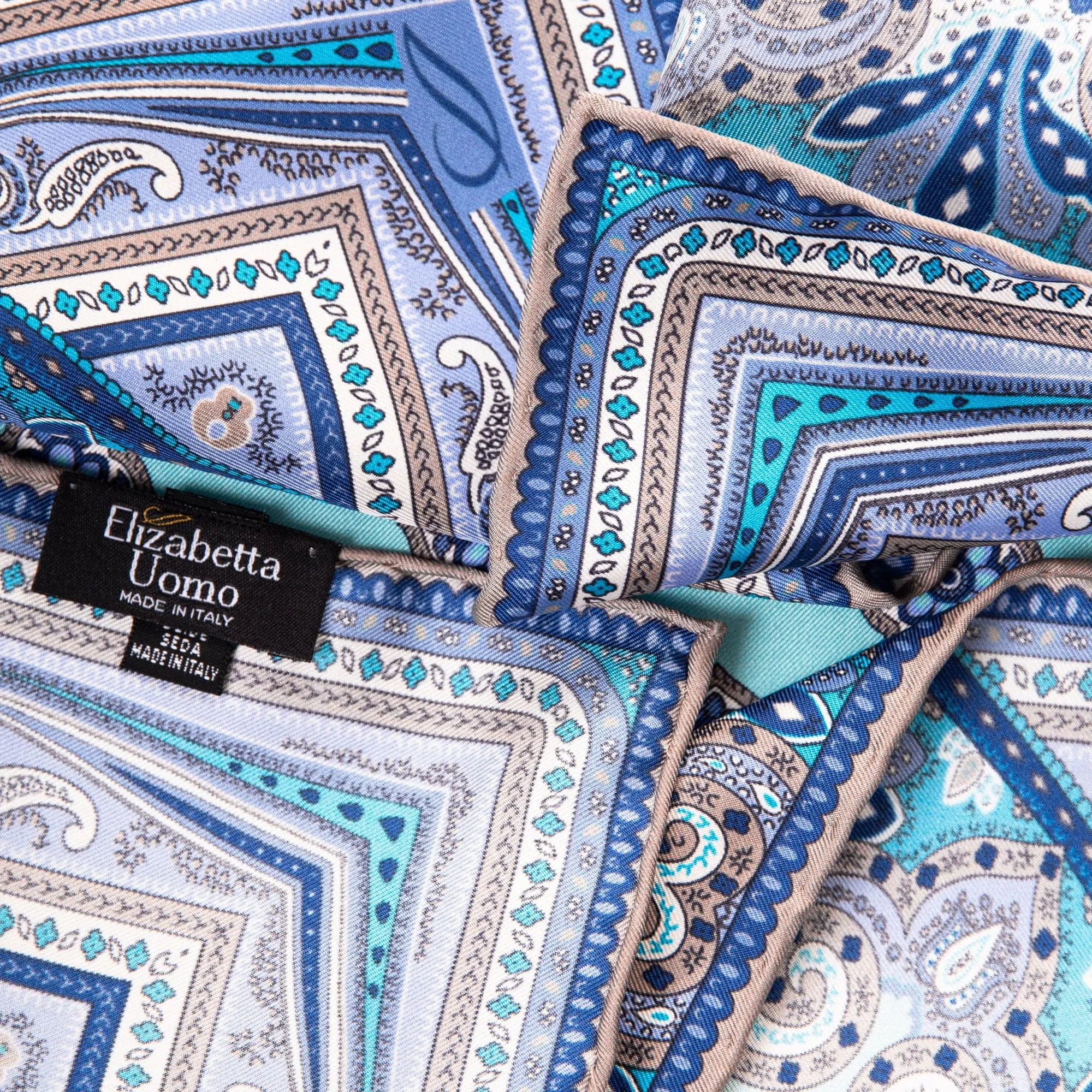 Lugano - Silk Pocket Square - Sea Blue
