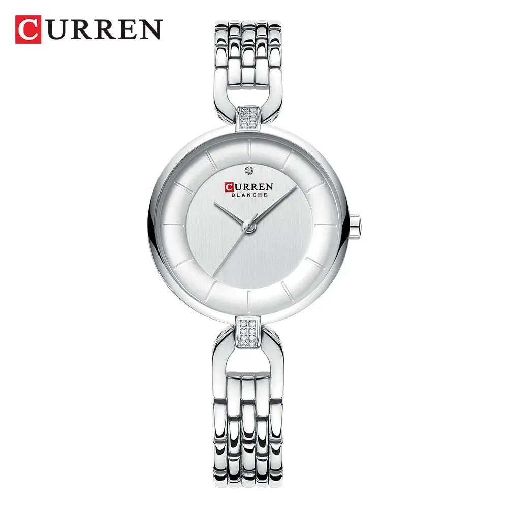 Luxury Brand CURREN Simple Casual Quartz Watches Women Silver Dress Wristwatch Female Clock Ladies Watch with Stainless Steel