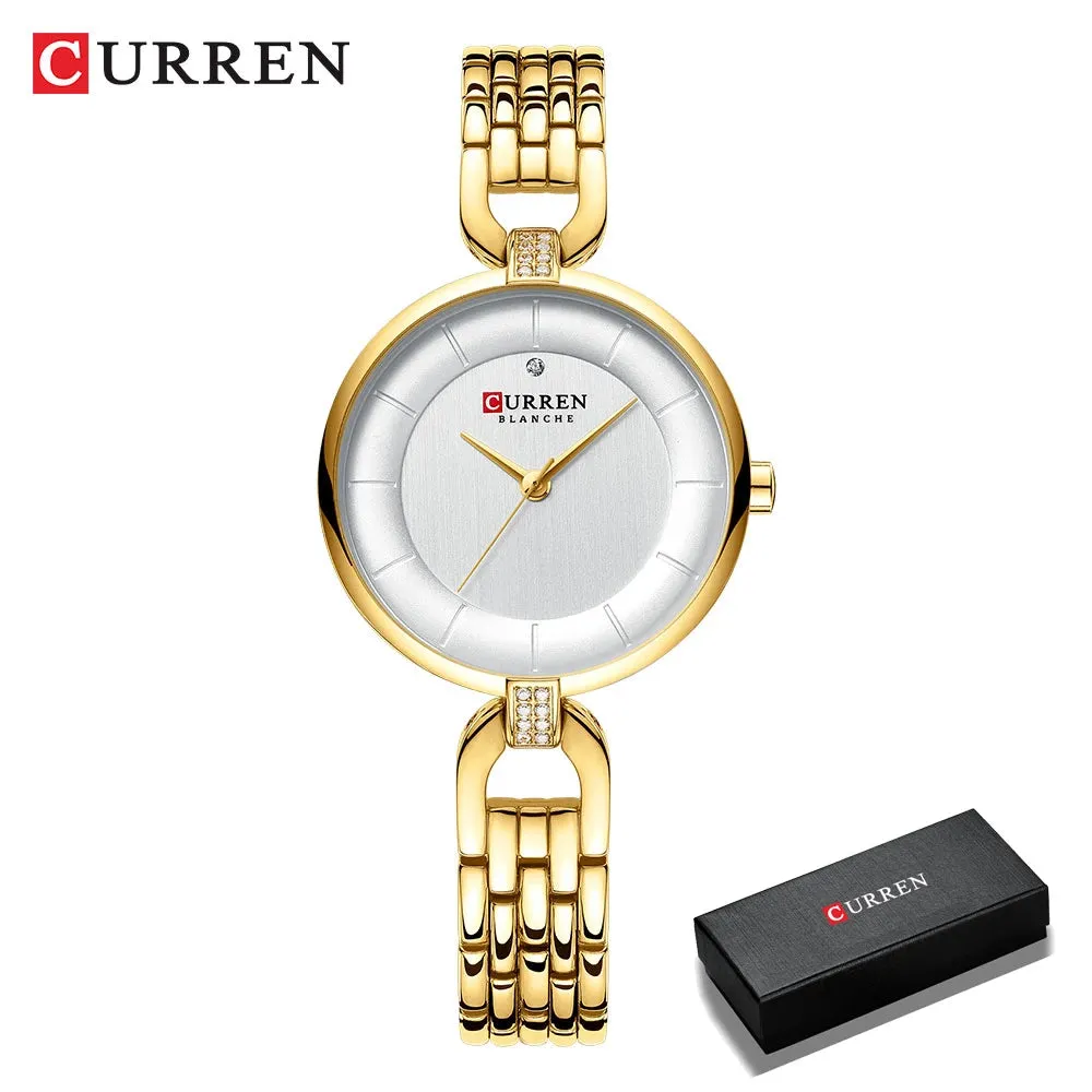 Luxury Brand CURREN Simple Casual Quartz Watches Women Silver Dress Wristwatch Female Clock Ladies Watch with Stainless Steel