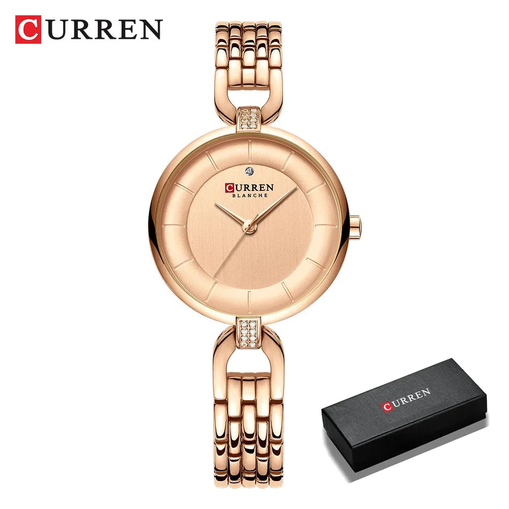 Luxury Brand CURREN Simple Casual Quartz Watches Women Silver Dress Wristwatch Female Clock Ladies Watch with Stainless Steel