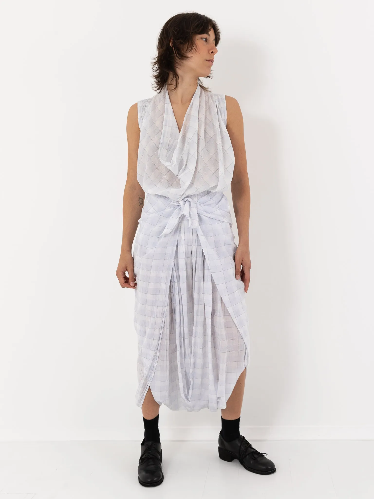 Marc LeBihan Sarouel Pant, White/Plaid