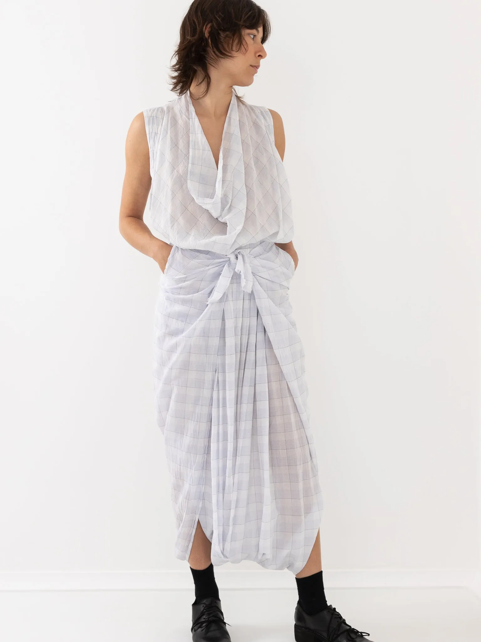 Marc LeBihan Sarouel Pant, White/Plaid