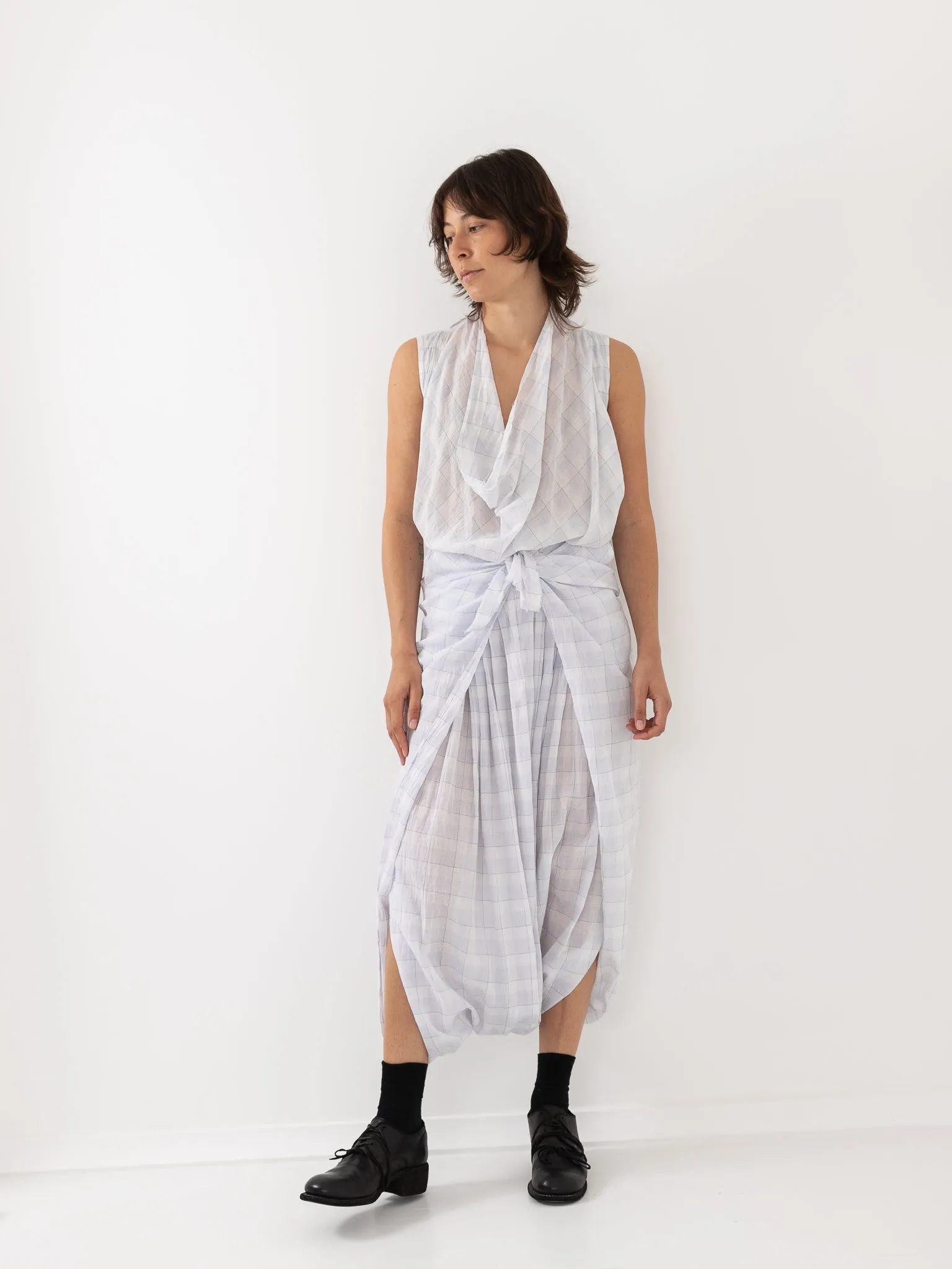 Marc LeBihan Sarouel Pant, White/Plaid