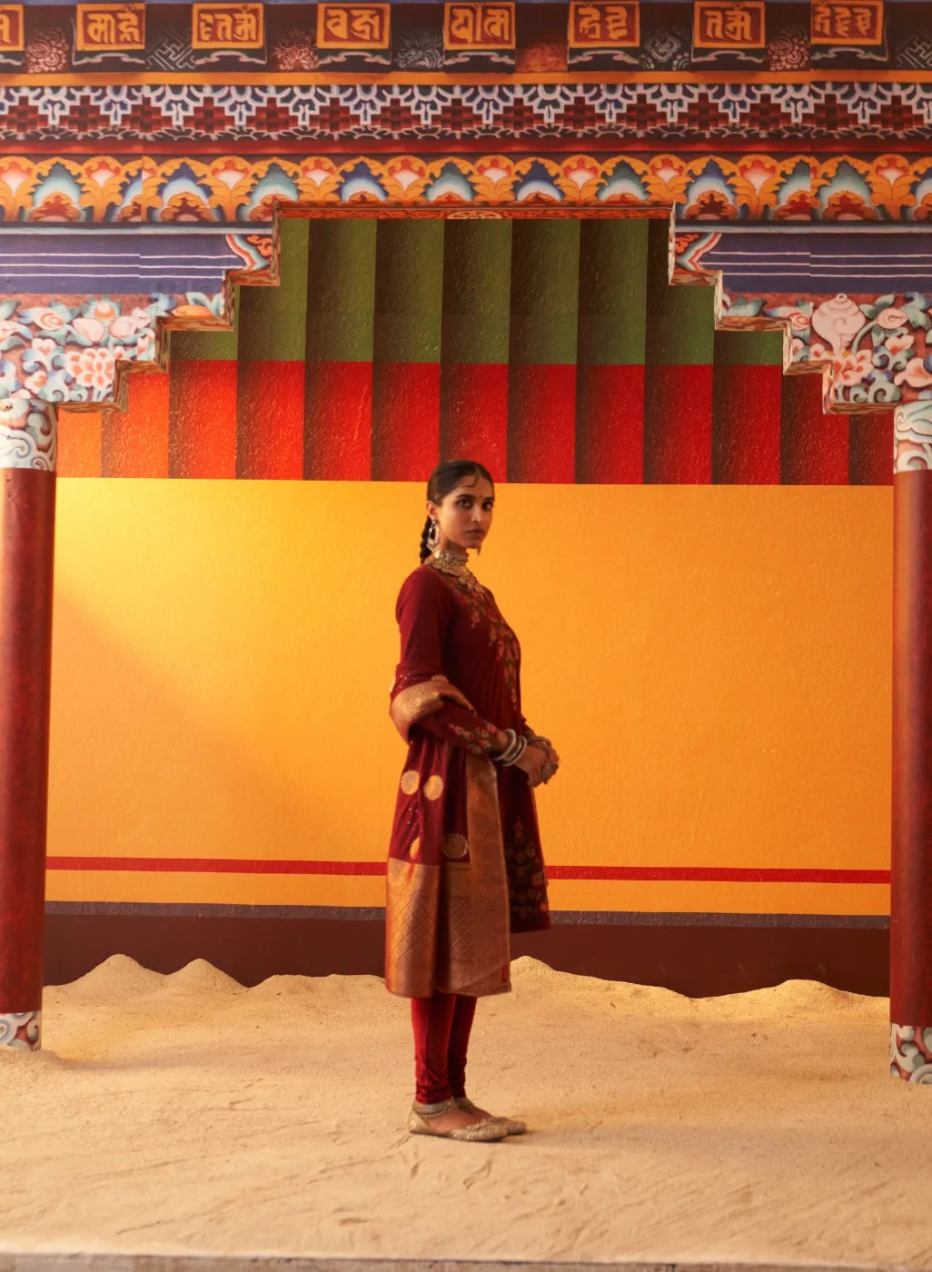 Maroon Embroidered Woollen Kurti for Women
