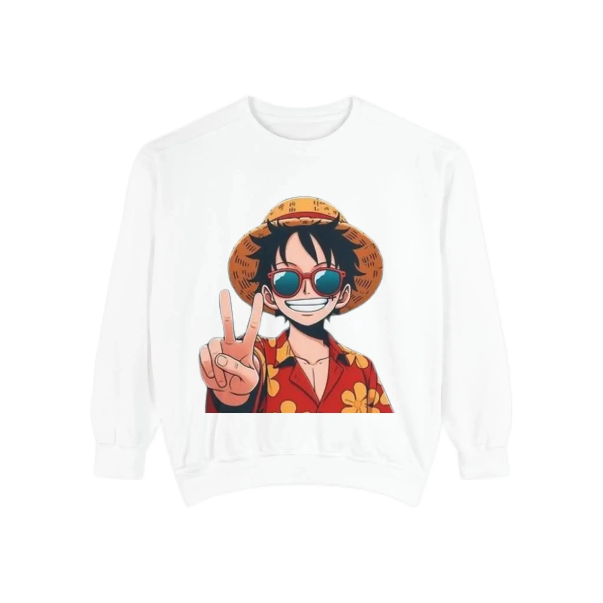 mens and women Garment-Dyed Sweatshirt - Fun Tropical Vibes with Peace Sign Design
