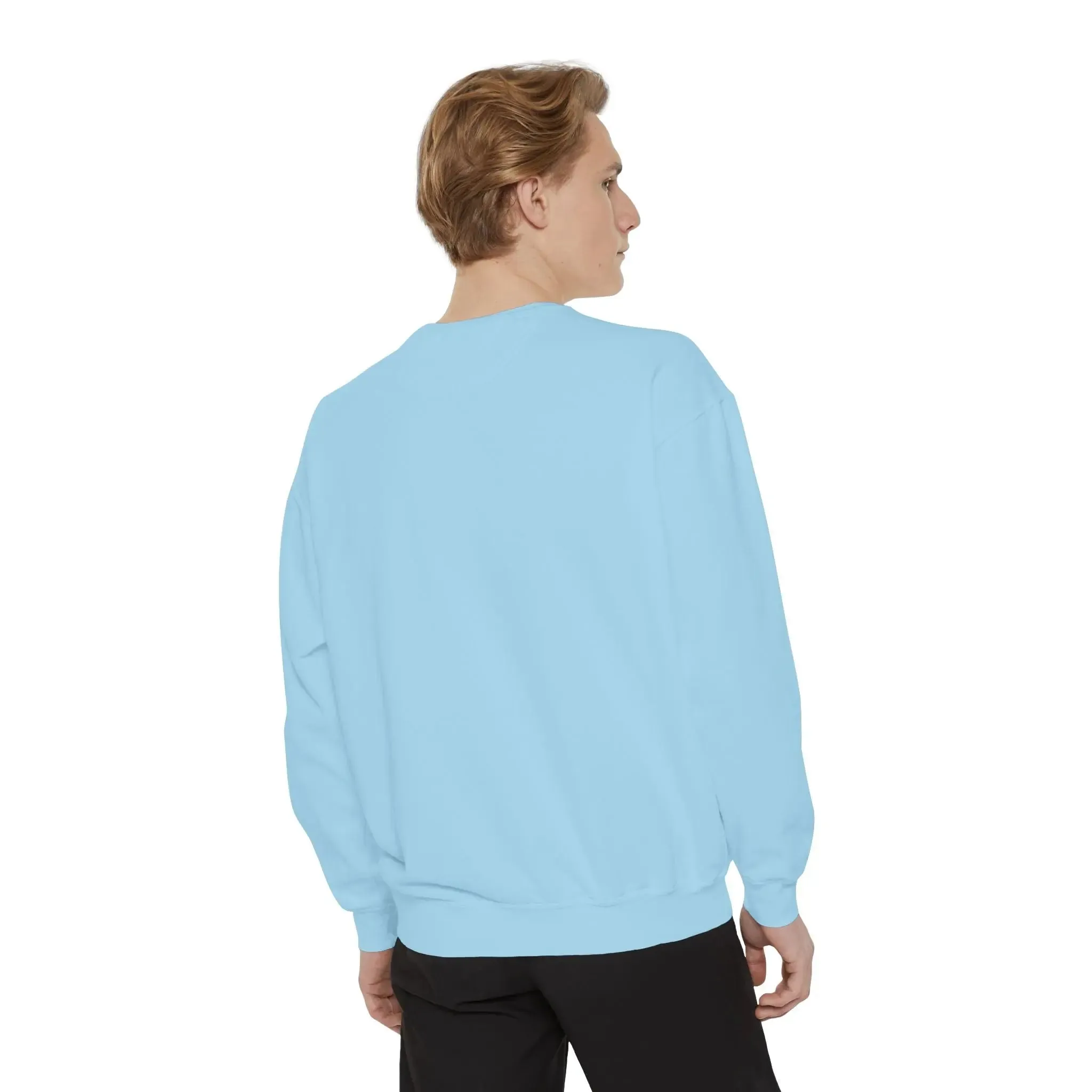 mens and women Garment-Dyed Sweatshirt - Fun Tropical Vibes with Peace Sign Design