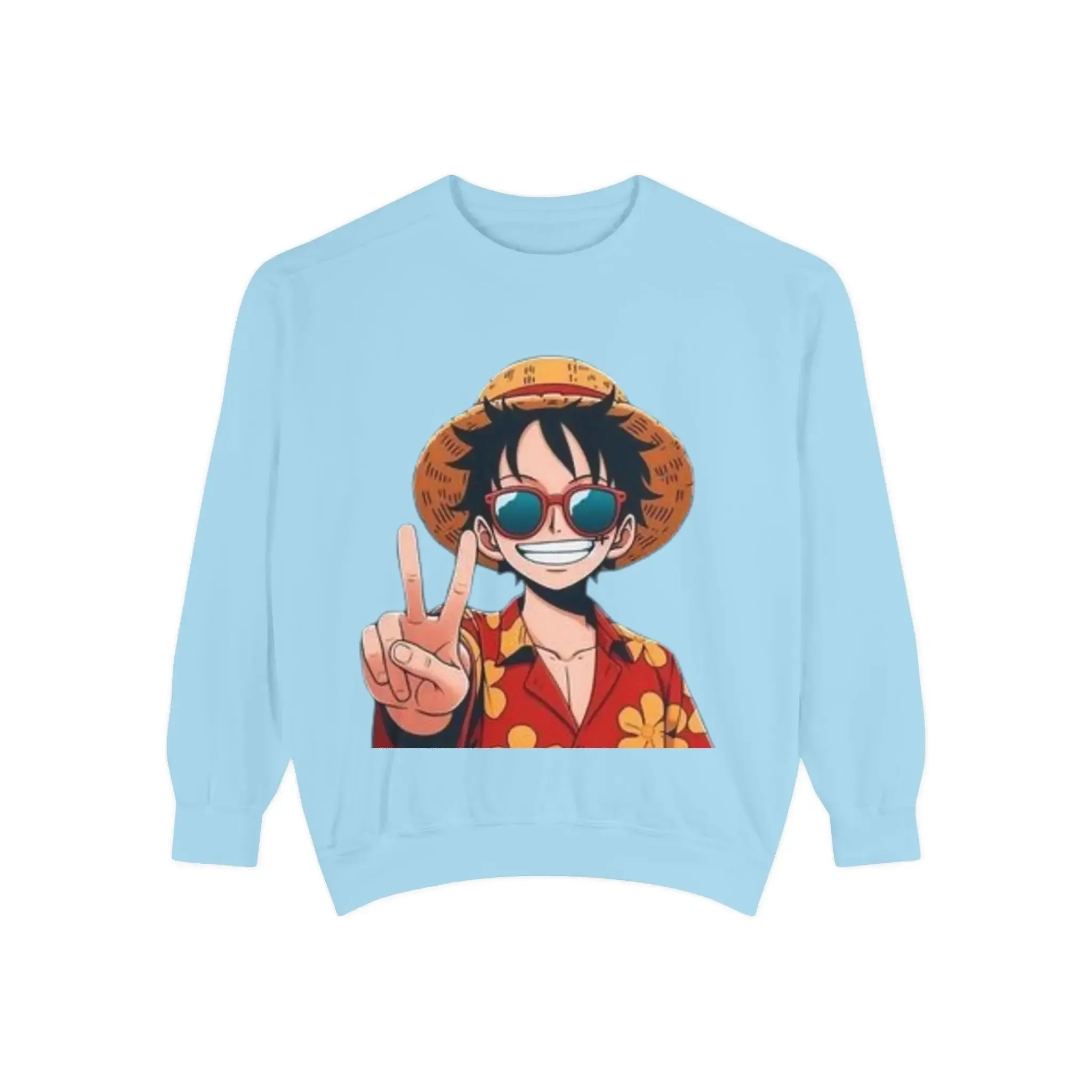 mens and women Garment-Dyed Sweatshirt - Fun Tropical Vibes with Peace Sign Design