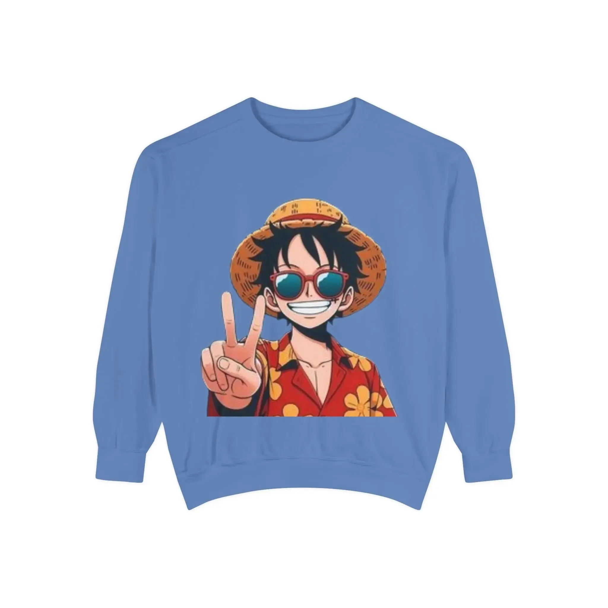 mens and women Garment-Dyed Sweatshirt - Fun Tropical Vibes with Peace Sign Design