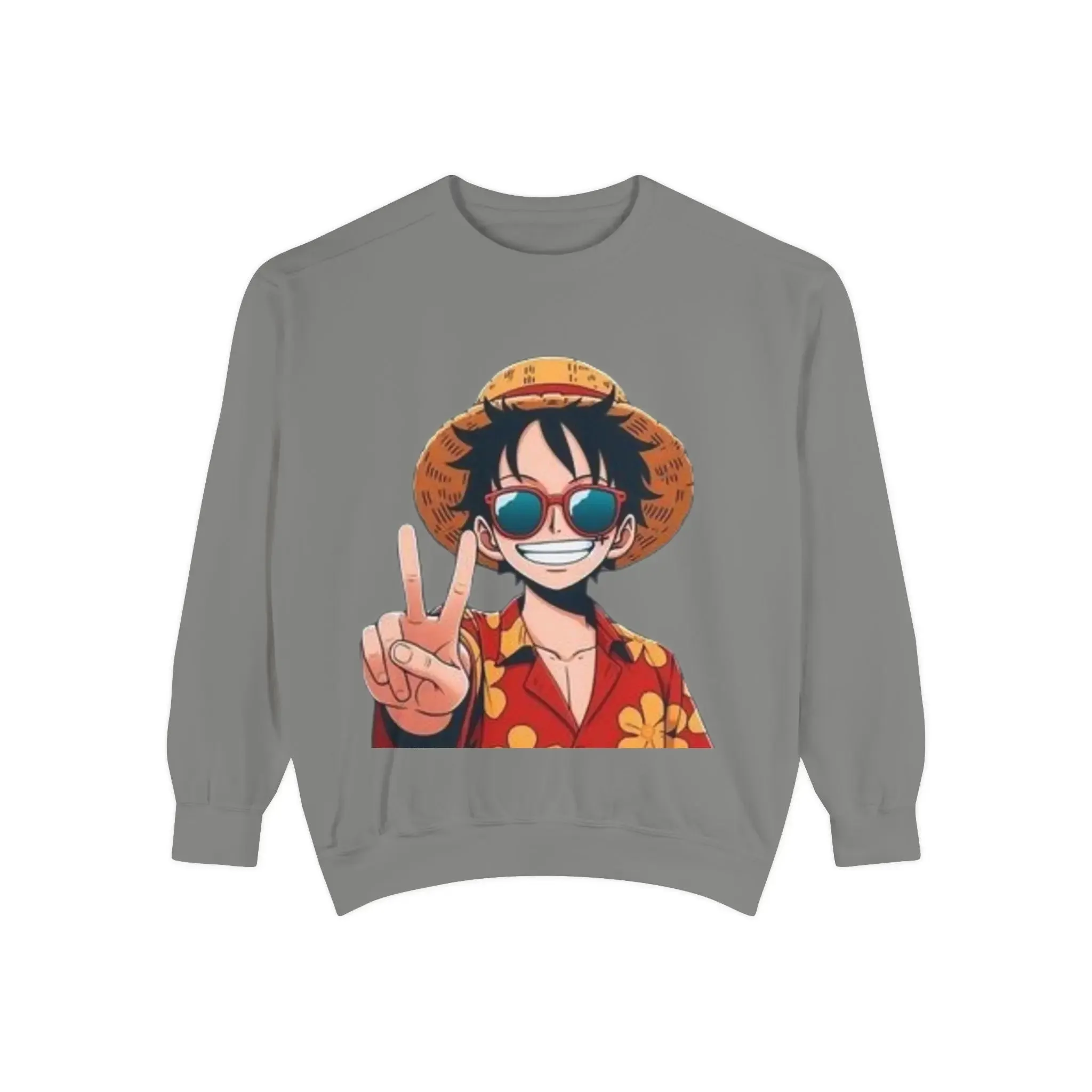 mens and women Garment-Dyed Sweatshirt - Fun Tropical Vibes with Peace Sign Design