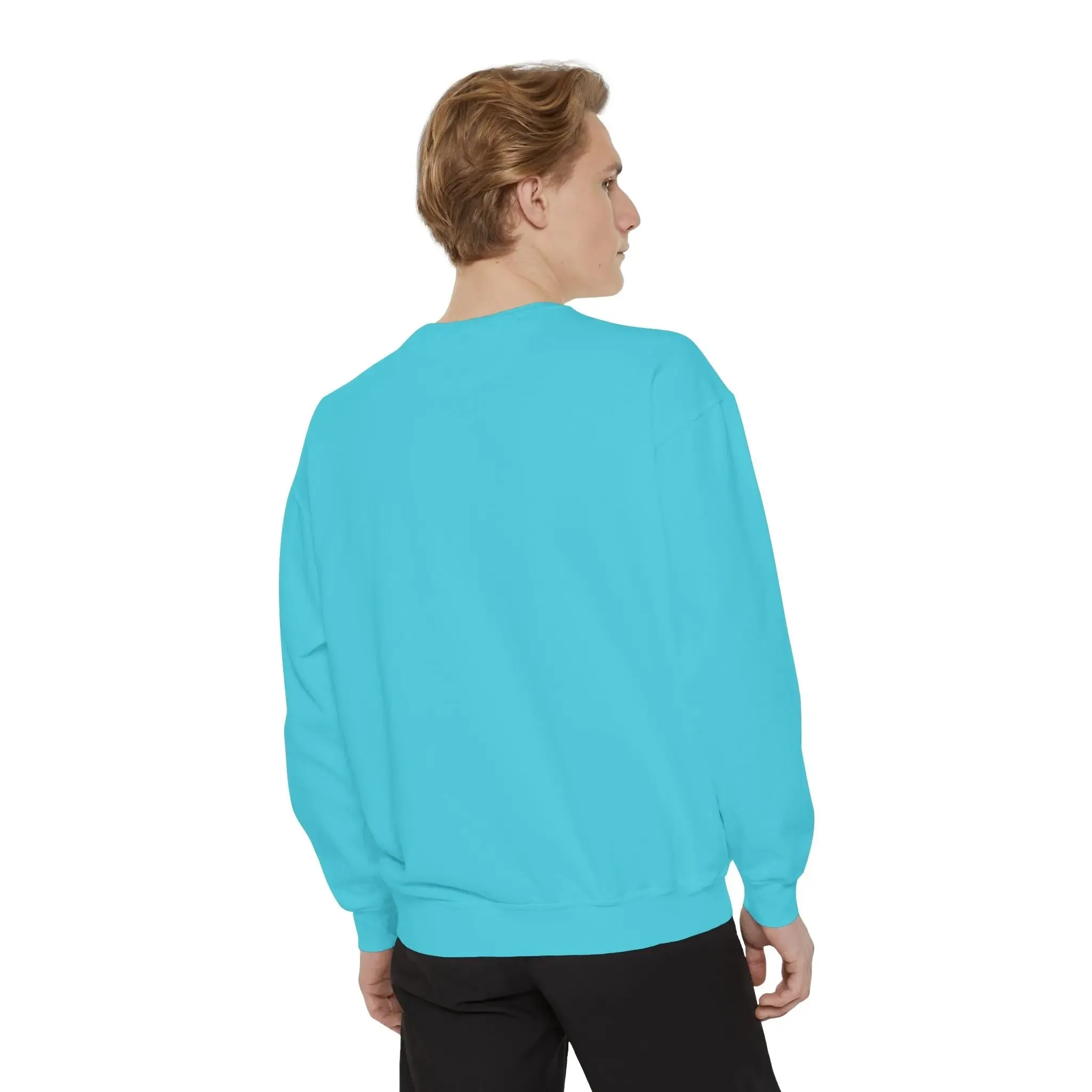 mens and women Garment-Dyed Sweatshirt - Fun Tropical Vibes with Peace Sign Design