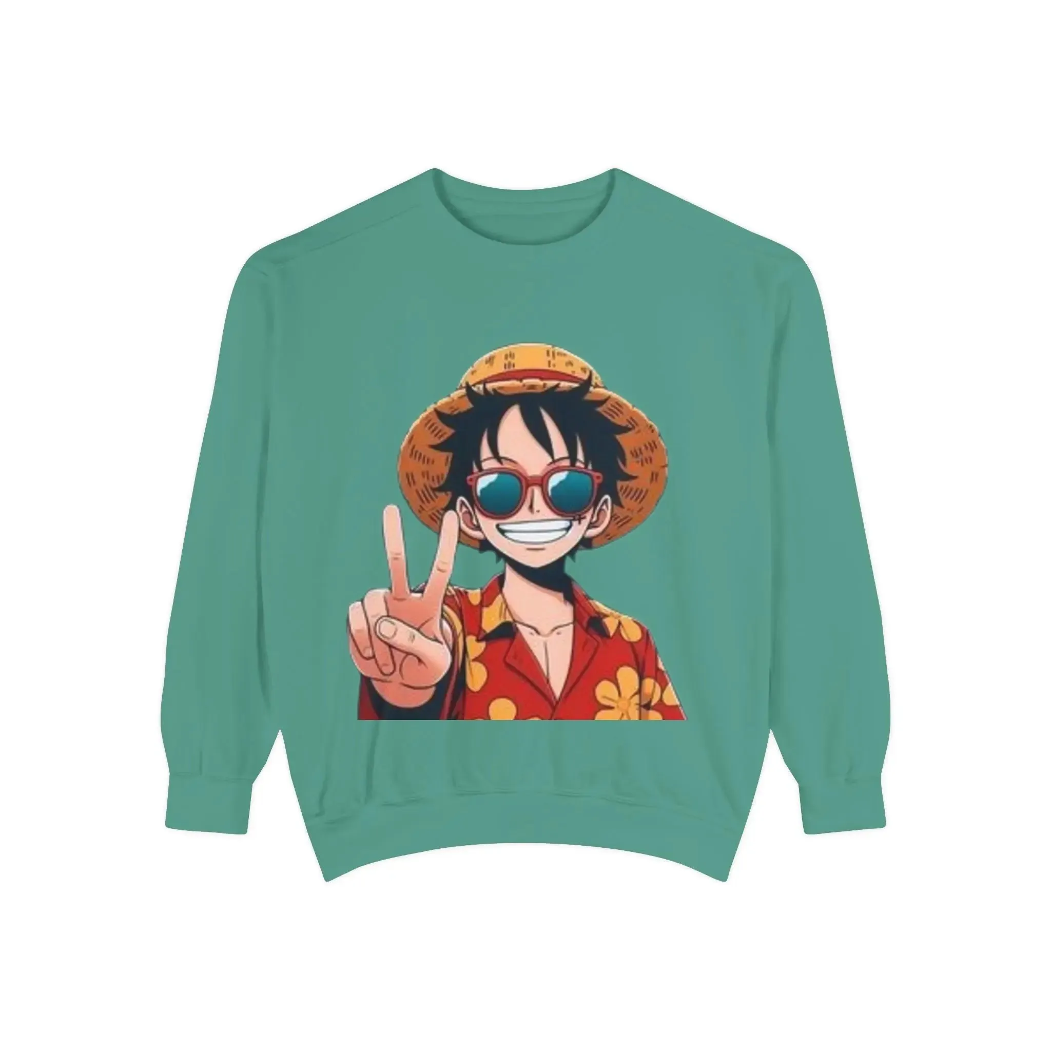 mens and women Garment-Dyed Sweatshirt - Fun Tropical Vibes with Peace Sign Design