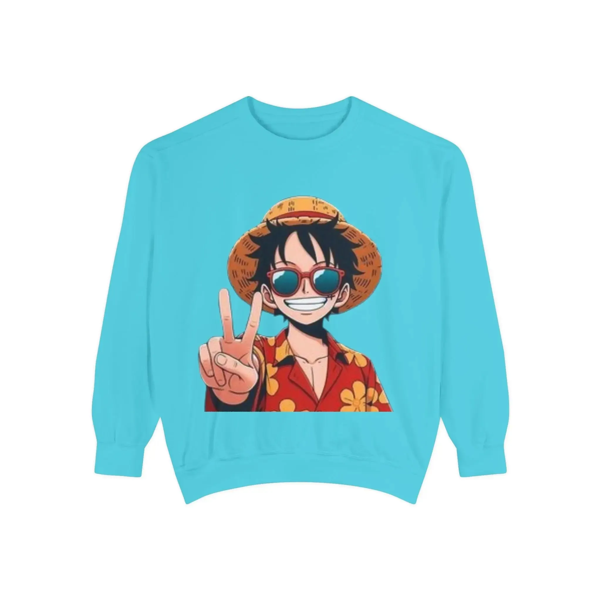 mens and women Garment-Dyed Sweatshirt - Fun Tropical Vibes with Peace Sign Design