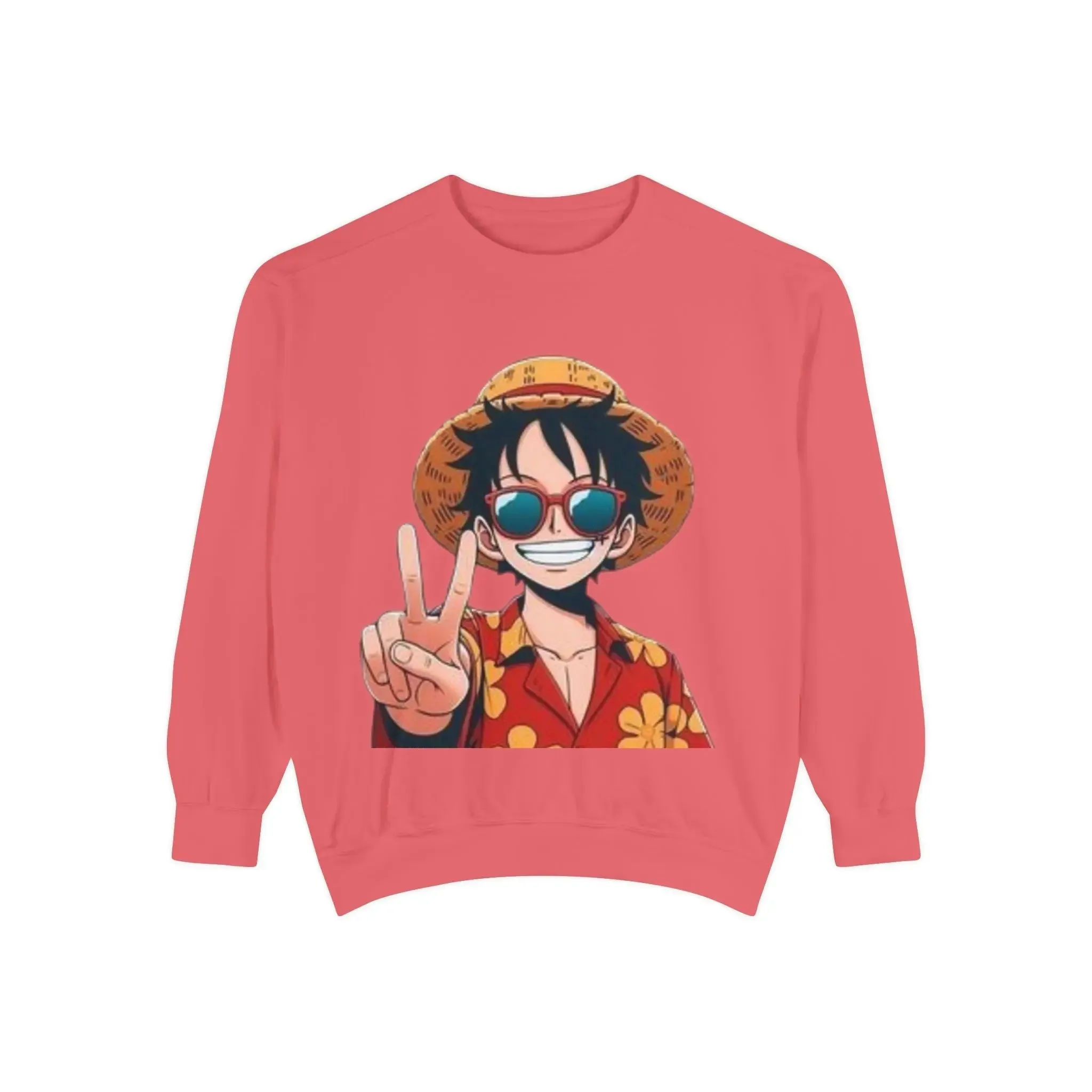 mens and women Garment-Dyed Sweatshirt - Fun Tropical Vibes with Peace Sign Design