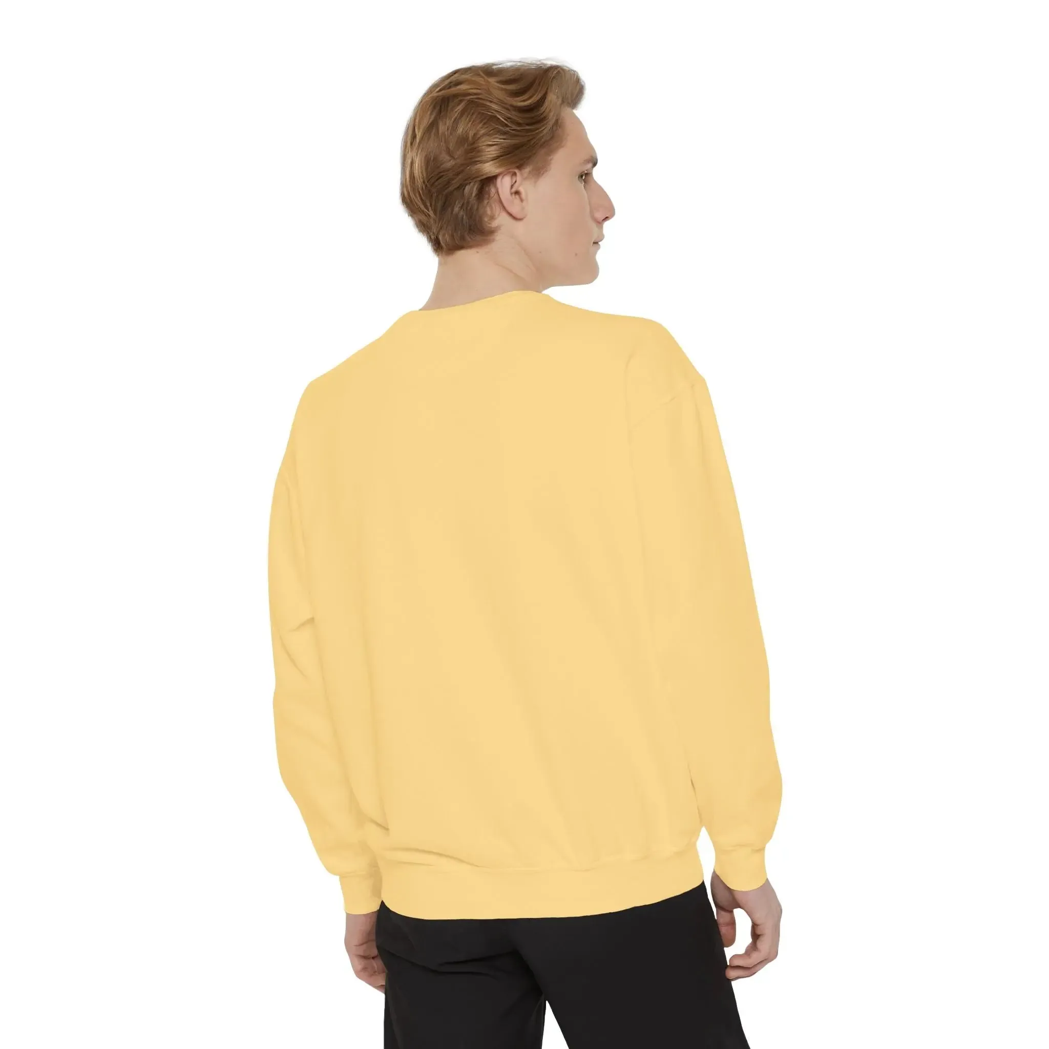 mens and women Garment-Dyed Sweatshirt - Fun Tropical Vibes with Peace Sign Design