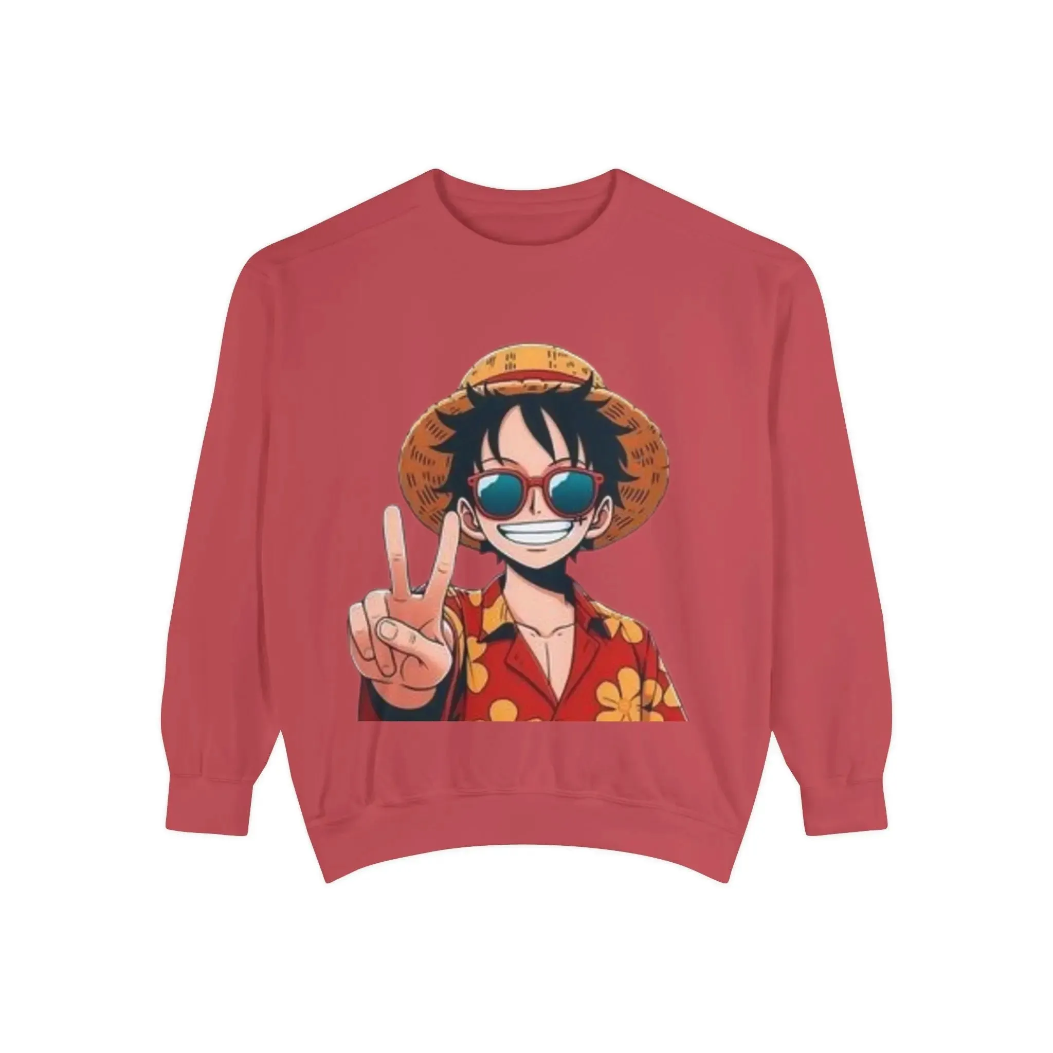 mens and women Garment-Dyed Sweatshirt - Fun Tropical Vibes with Peace Sign Design