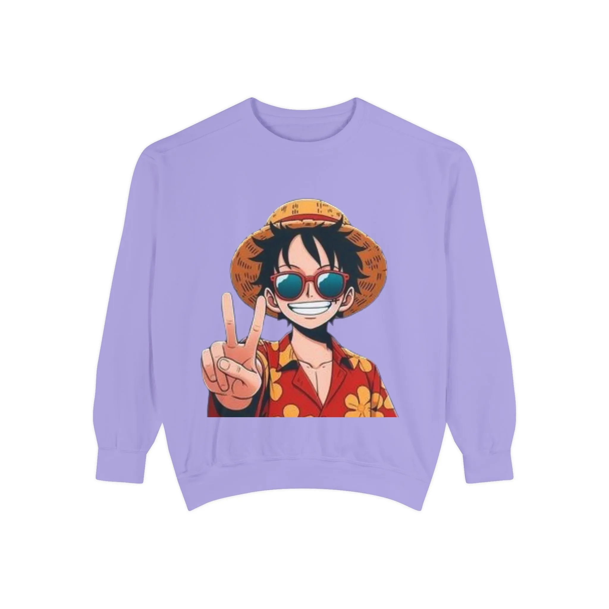 mens and women Garment-Dyed Sweatshirt - Fun Tropical Vibes with Peace Sign Design