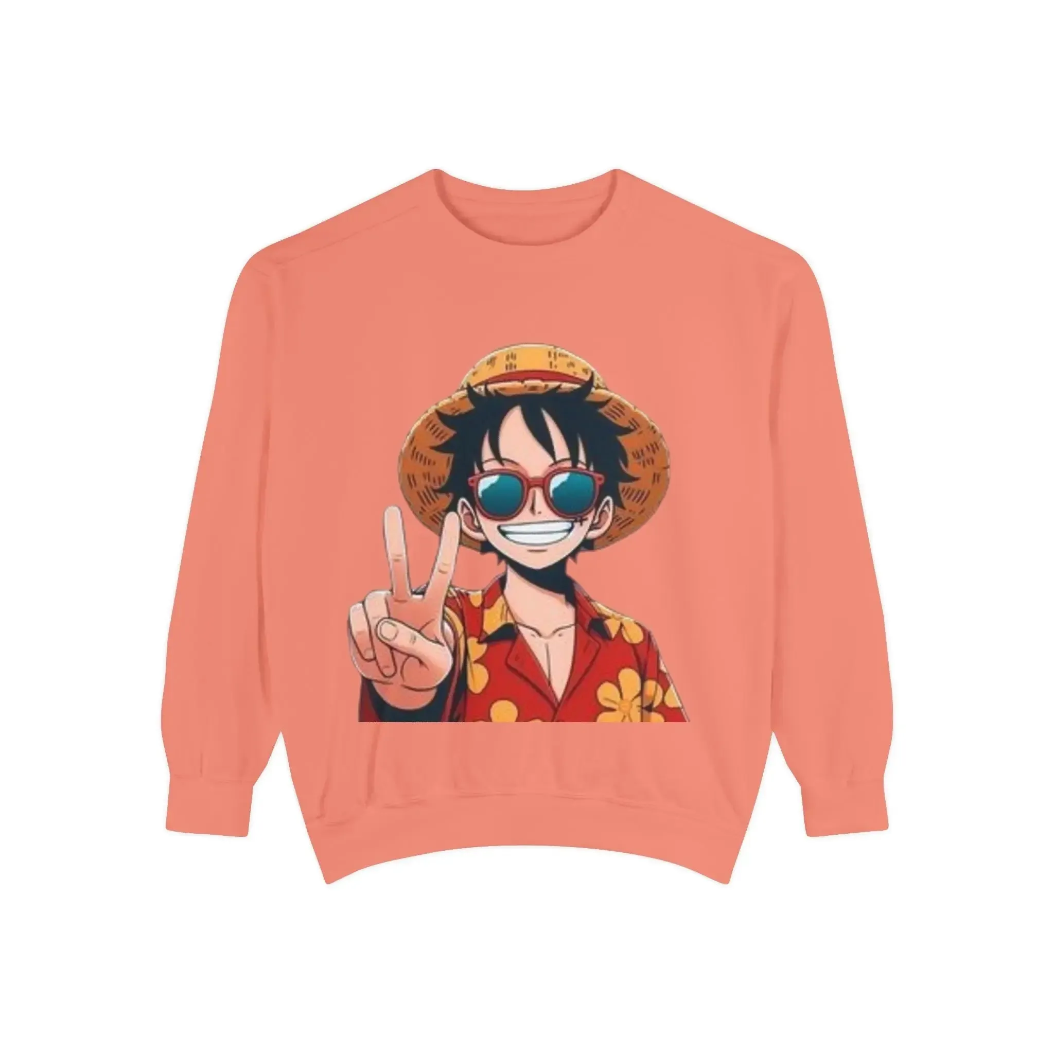 mens and women Garment-Dyed Sweatshirt - Fun Tropical Vibes with Peace Sign Design