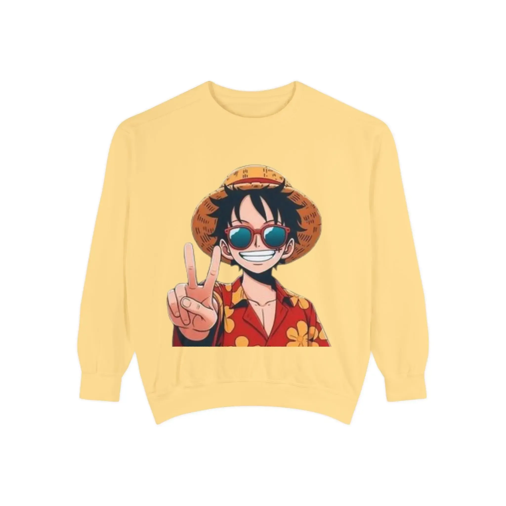 mens and women Garment-Dyed Sweatshirt - Fun Tropical Vibes with Peace Sign Design