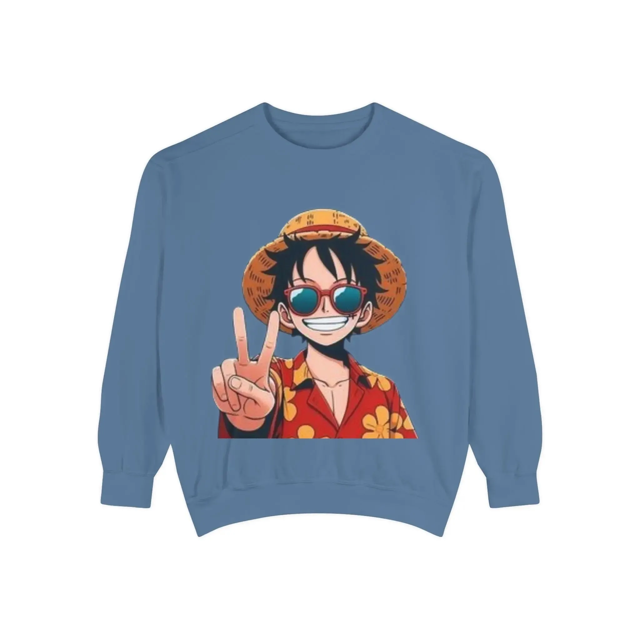 mens and women Garment-Dyed Sweatshirt - Fun Tropical Vibes with Peace Sign Design