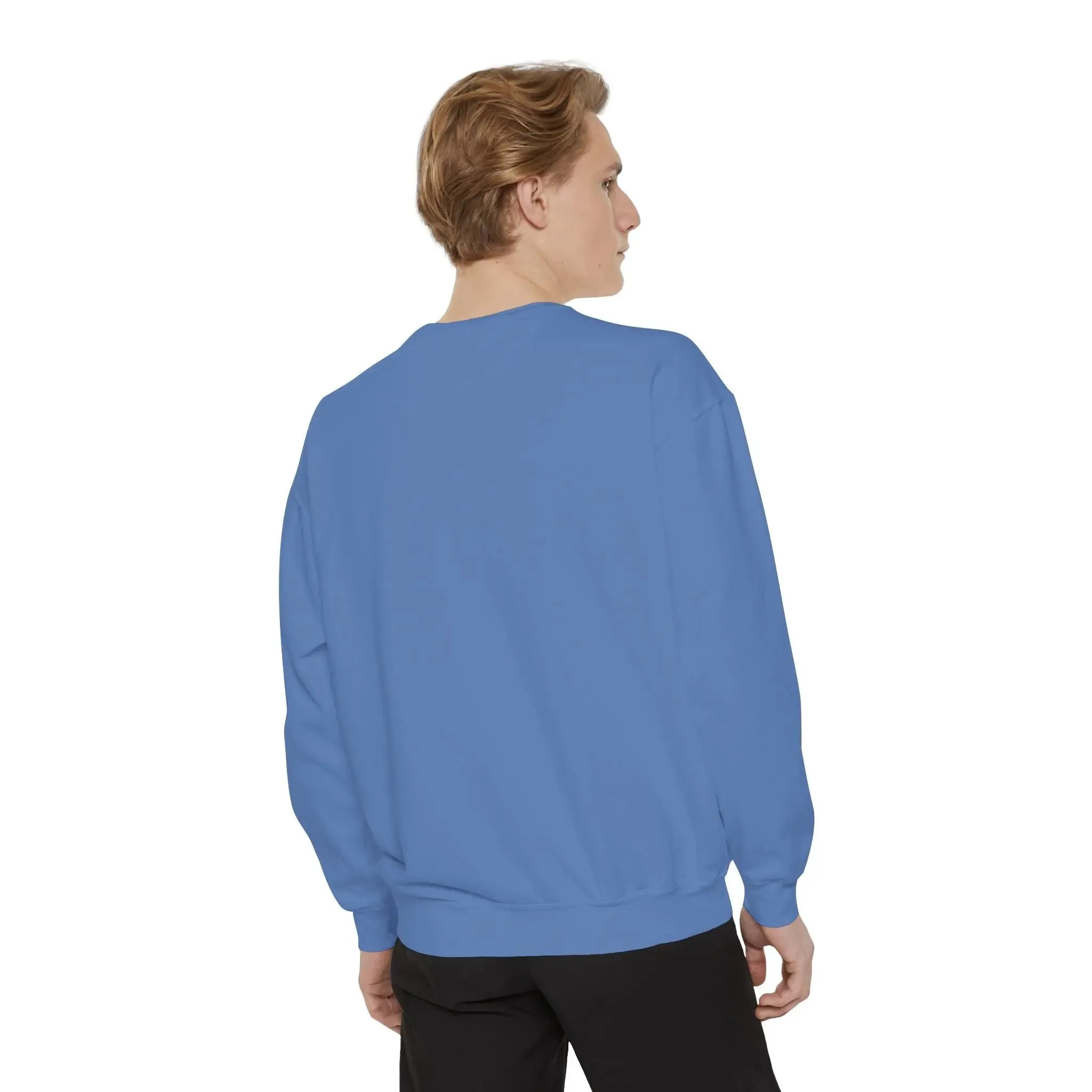 mens and women Garment-Dyed Sweatshirt - Fun Tropical Vibes with Peace Sign Design