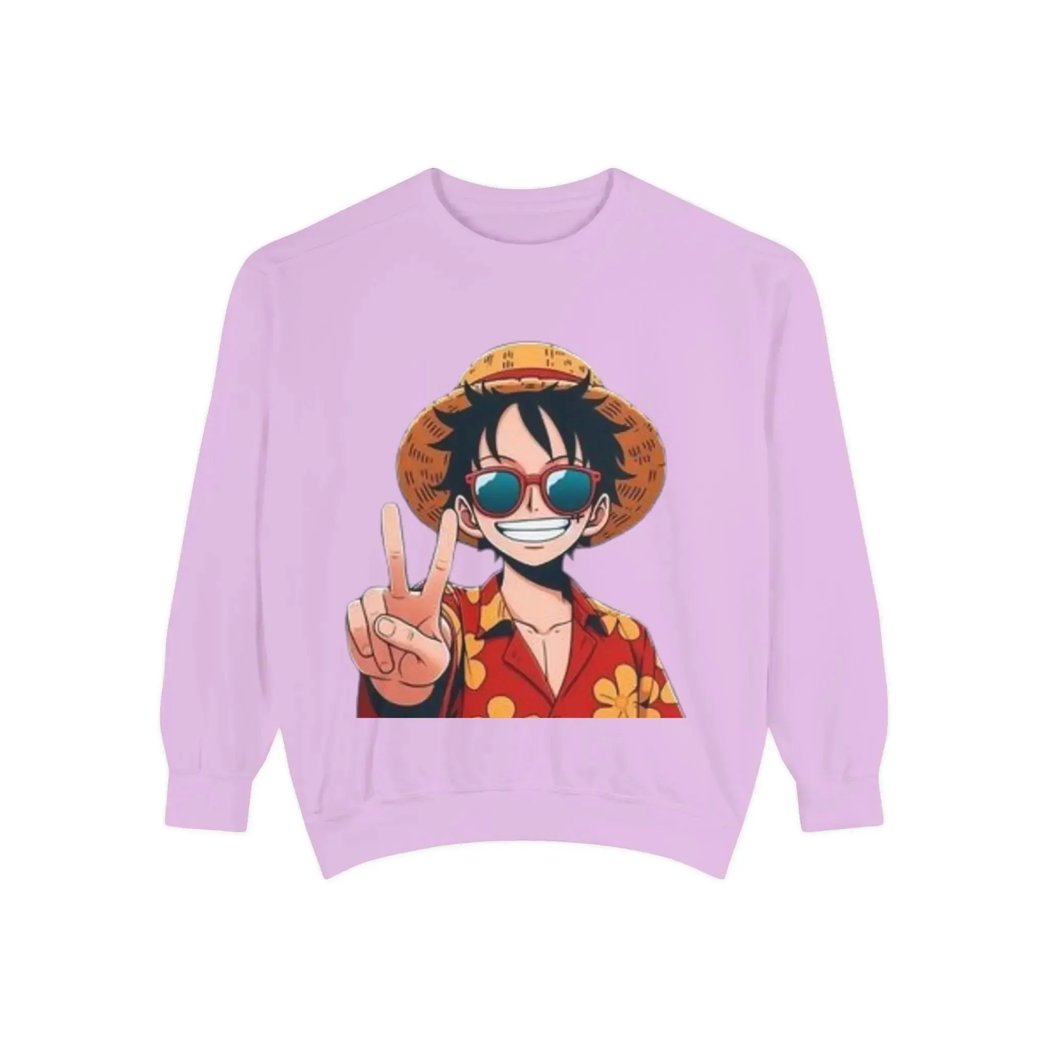 mens and women Garment-Dyed Sweatshirt - Fun Tropical Vibes with Peace Sign Design