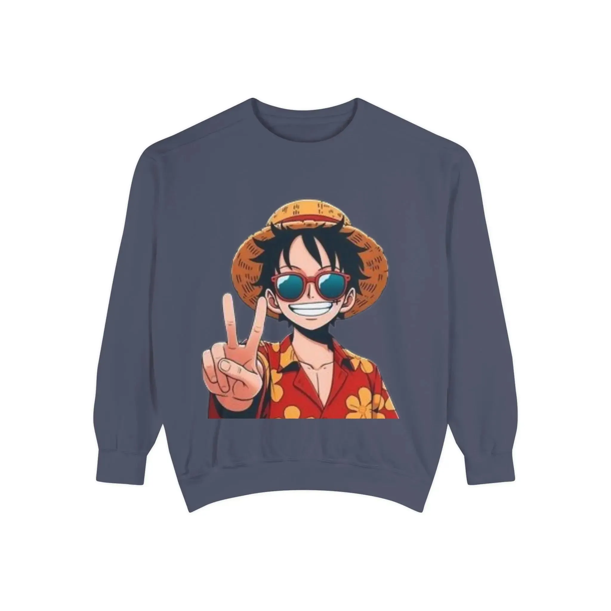 mens and women Garment-Dyed Sweatshirt - Fun Tropical Vibes with Peace Sign Design