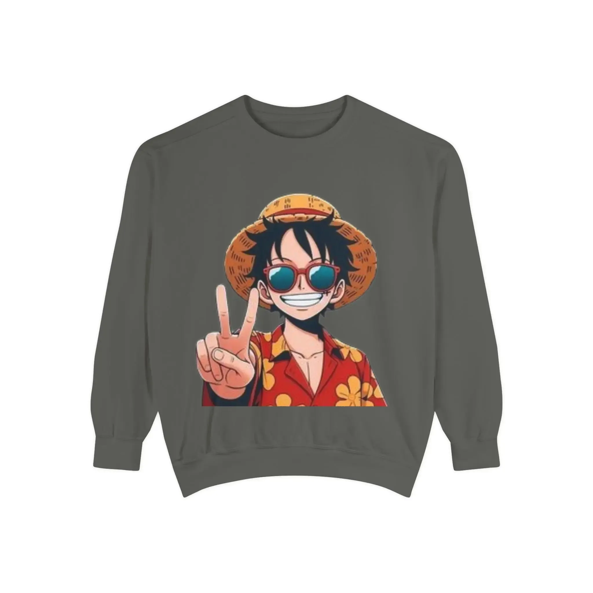 mens and women Garment-Dyed Sweatshirt - Fun Tropical Vibes with Peace Sign Design