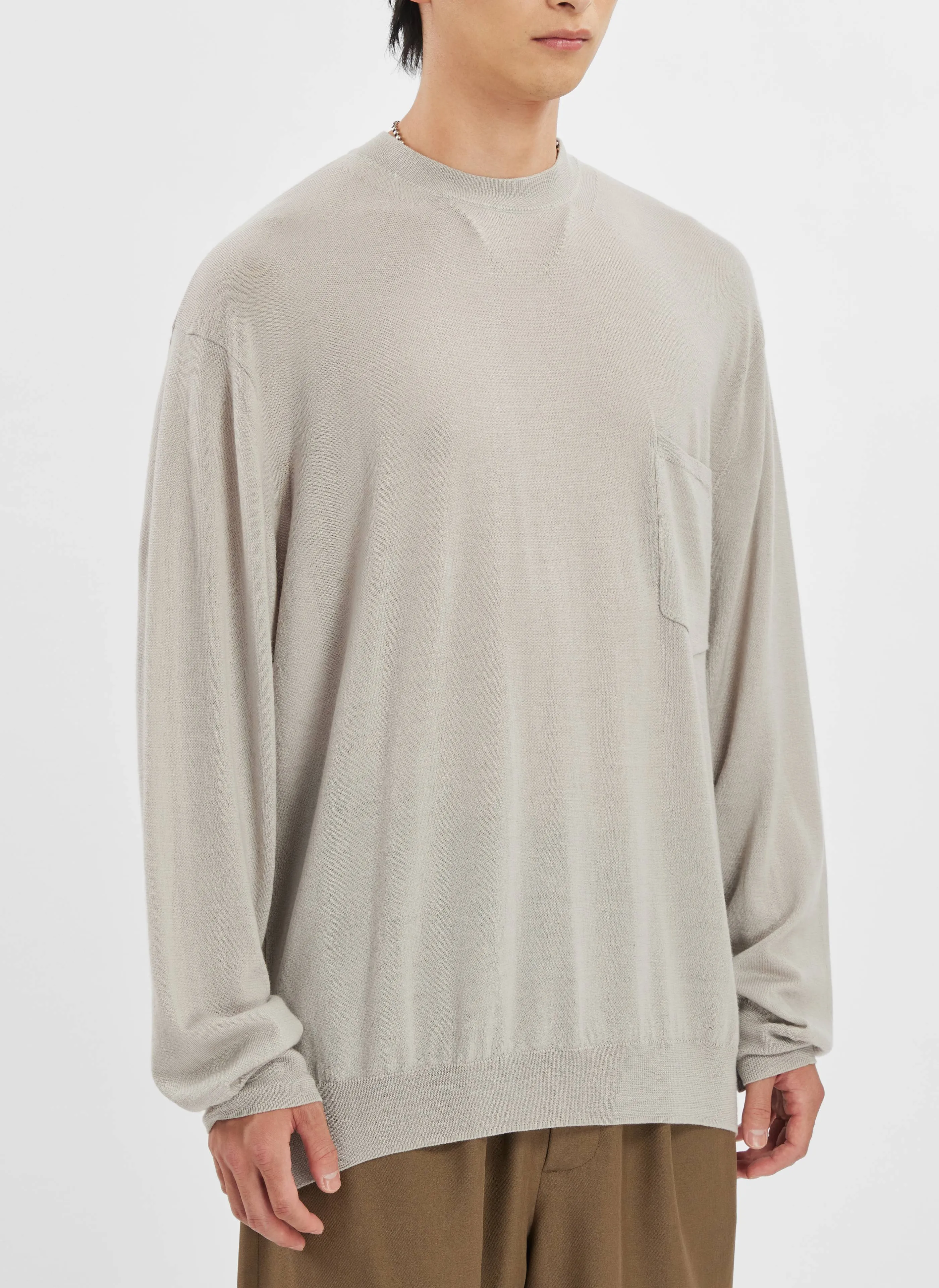 Mercerised Merinol Wool Long Sleeves Pocket Tops