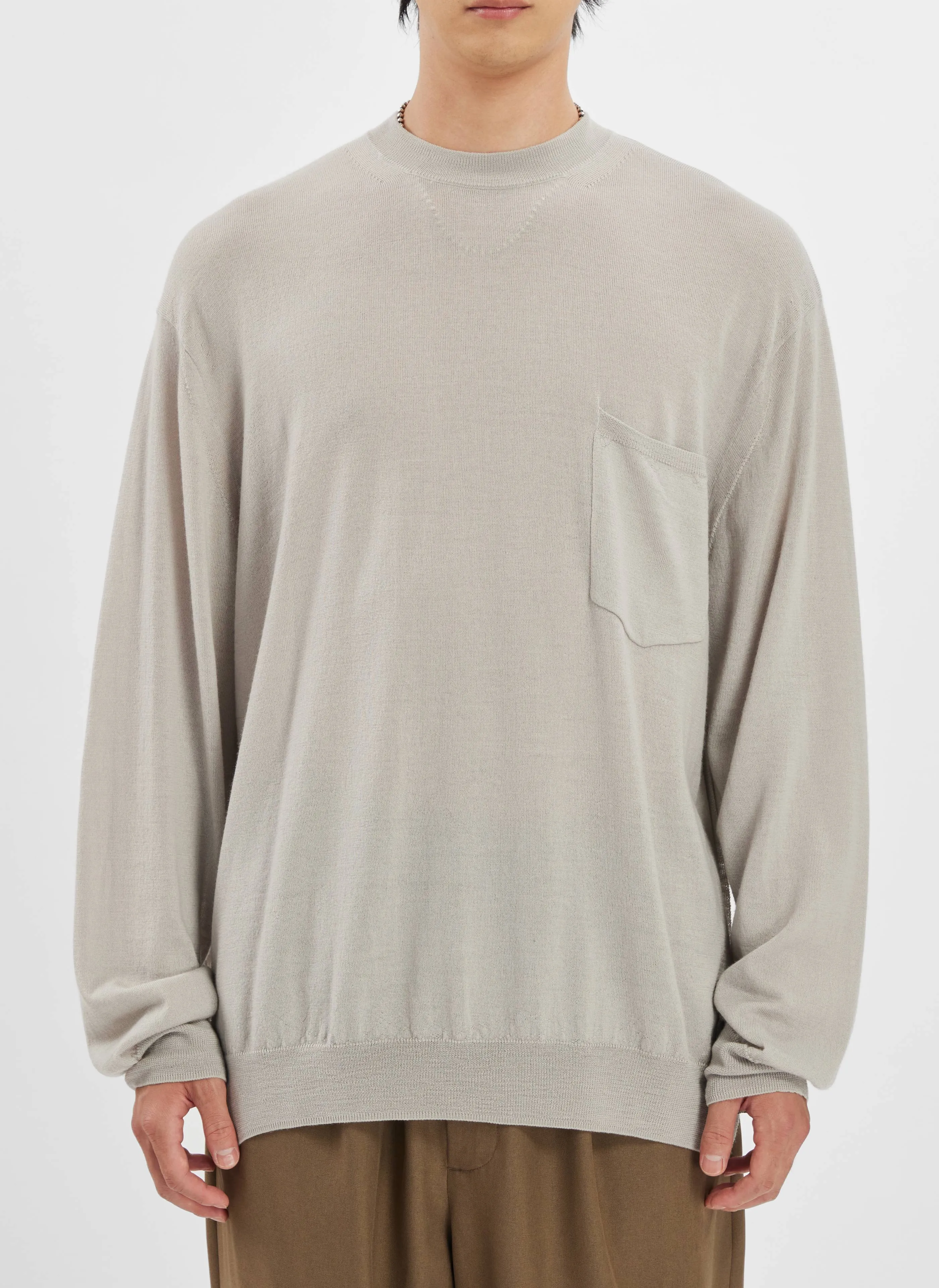 Mercerised Merinol Wool Long Sleeves Pocket Tops