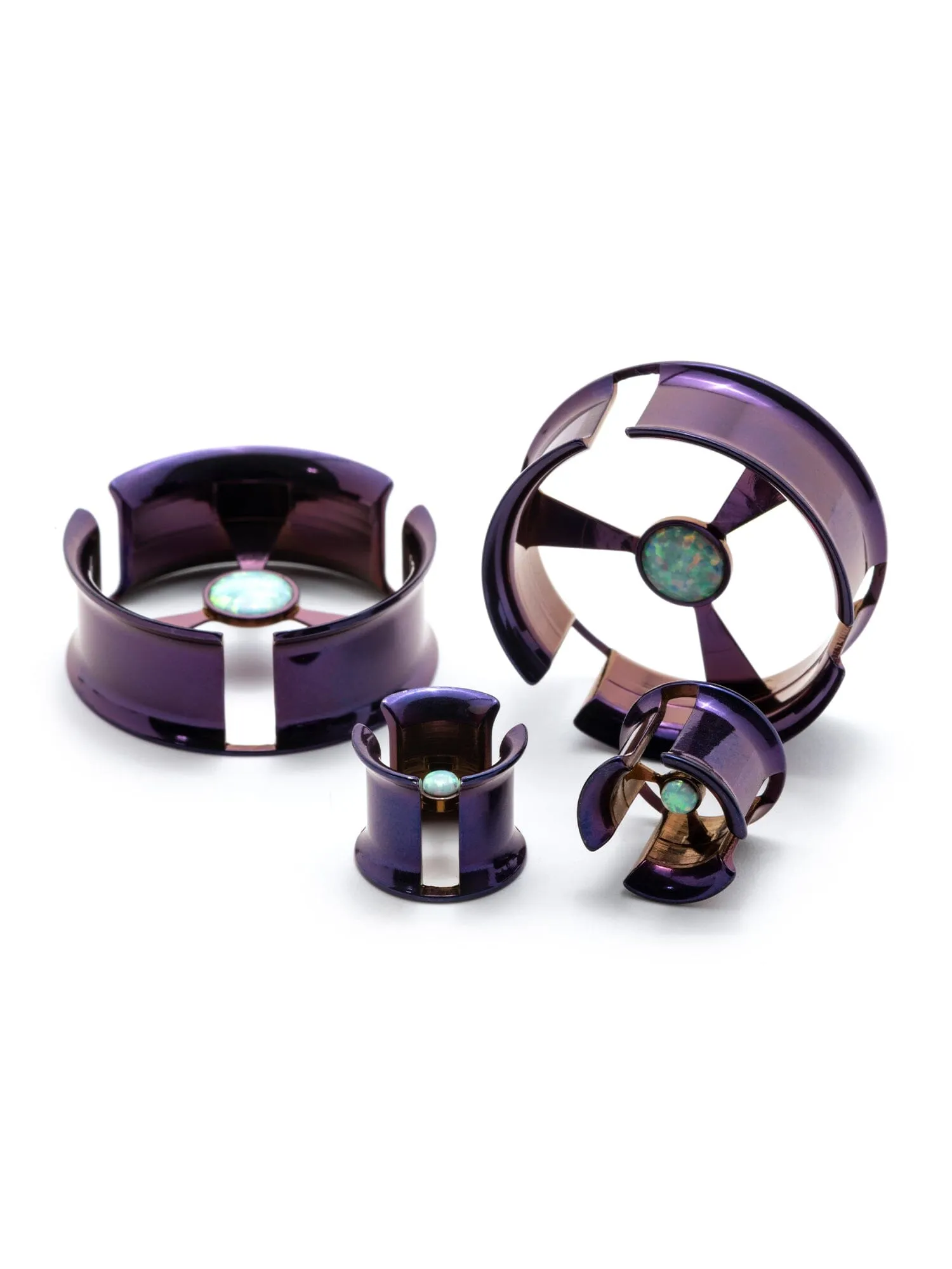 Purple Tri-Spoke Double Flared Steel Tunnels
