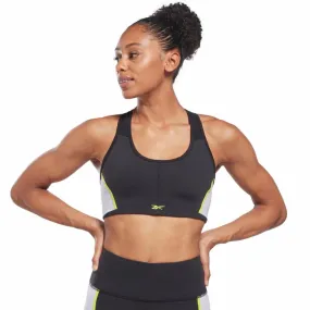 Reebok Apparel Women Lux Racer Padded Colorblock Bra BLACK