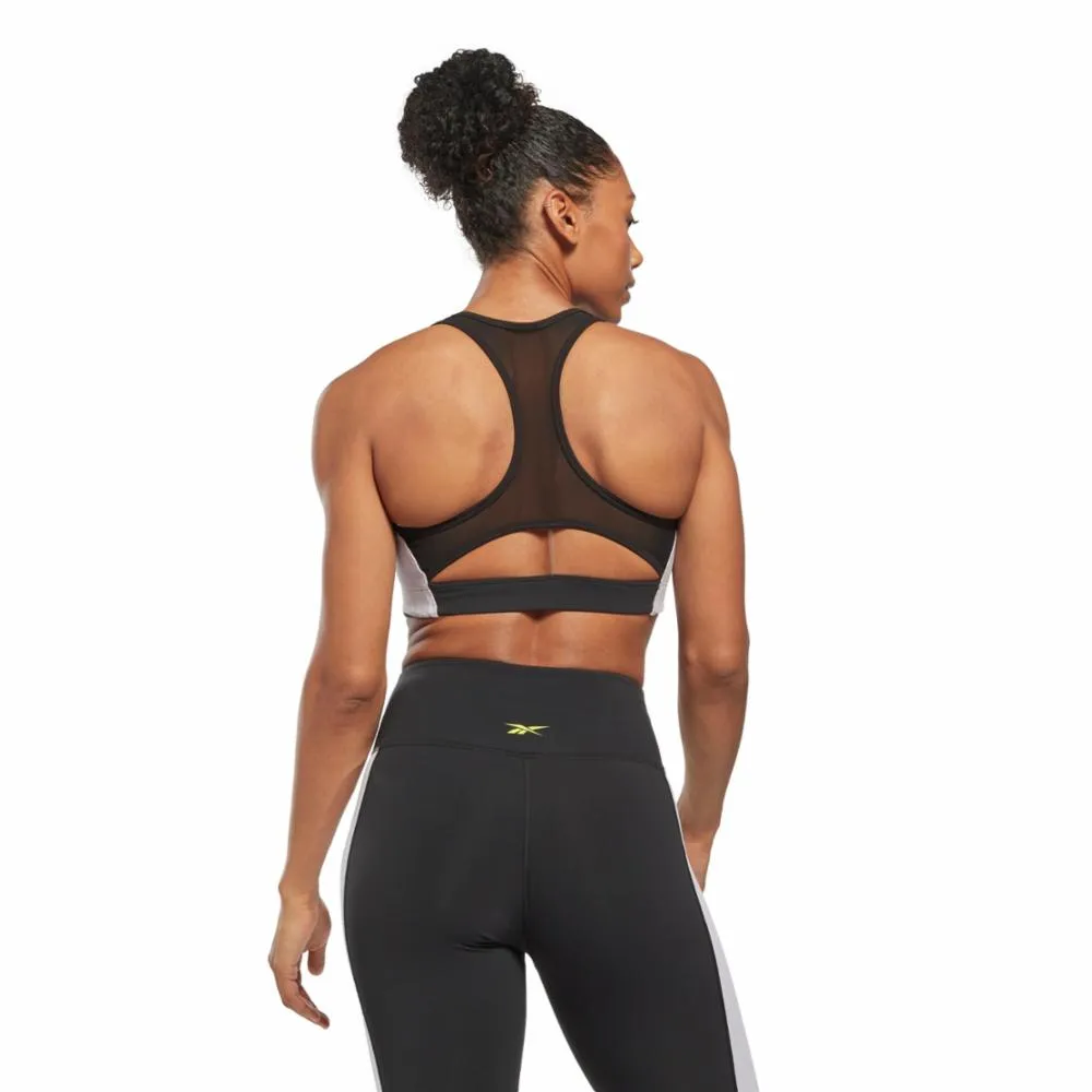 Reebok Apparel Women Lux Racer Padded Colorblock Bra BLACK