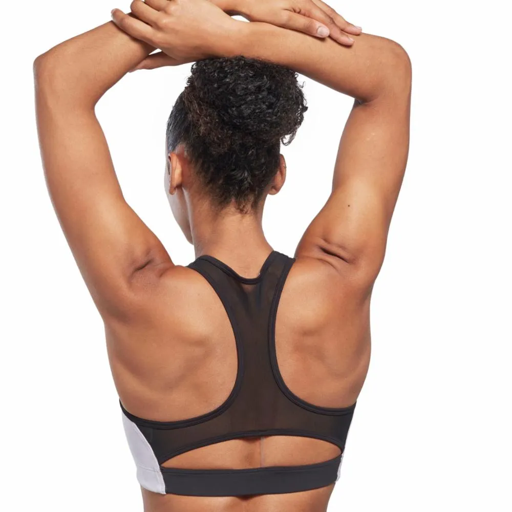 Reebok Apparel Women Lux Racer Padded Colorblock Bra BLACK