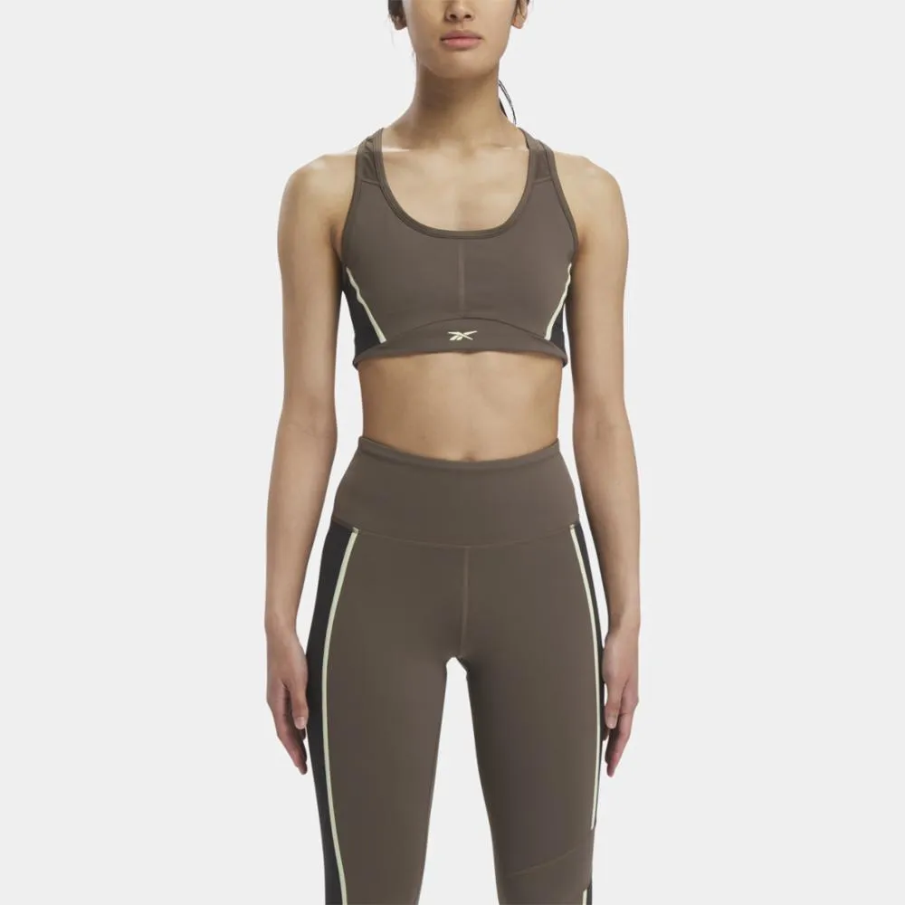 Reebok Apparel Women Lux Racer Padded Colorblock Bra GROUT