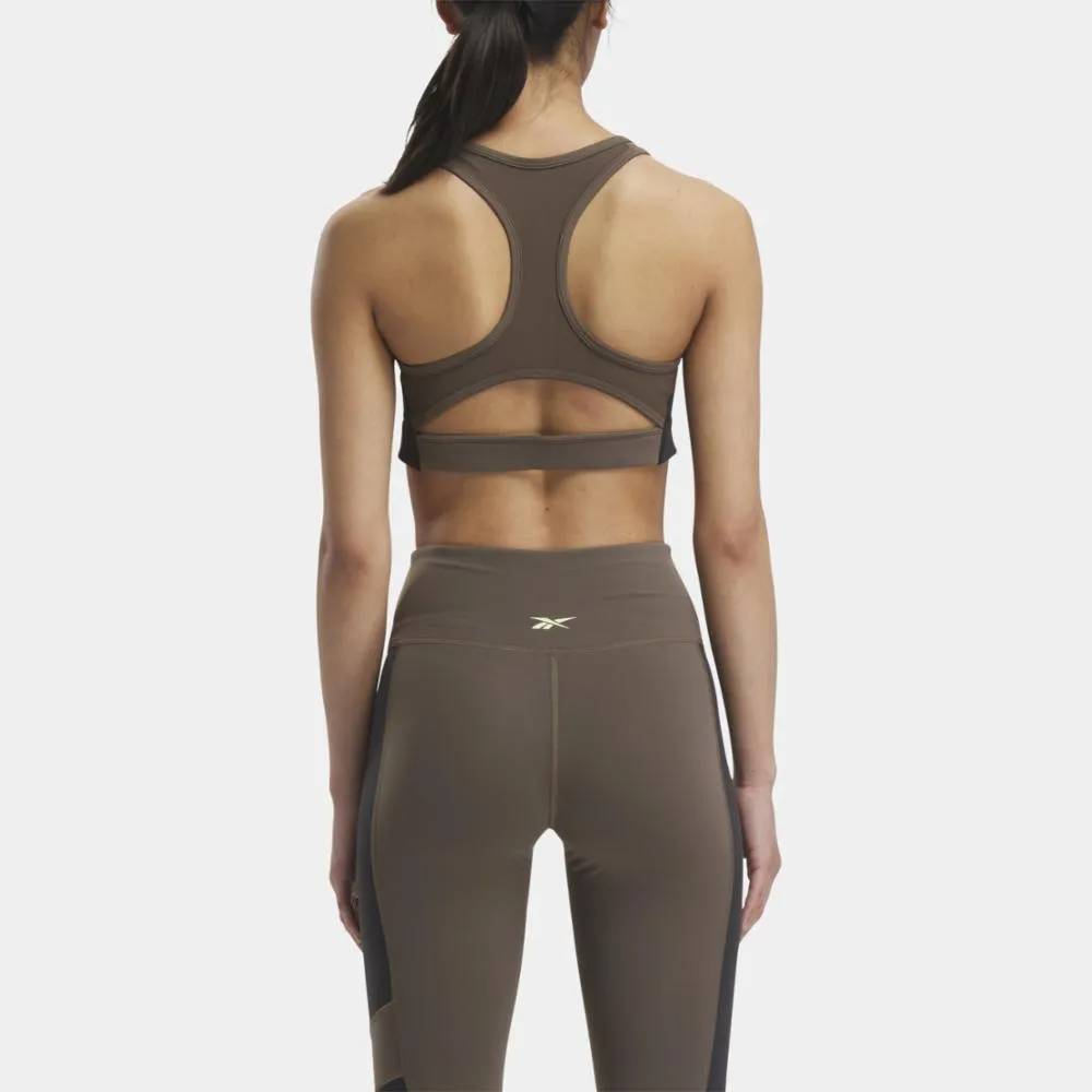 Reebok Apparel Women Lux Racer Padded Colorblock Bra GROUT