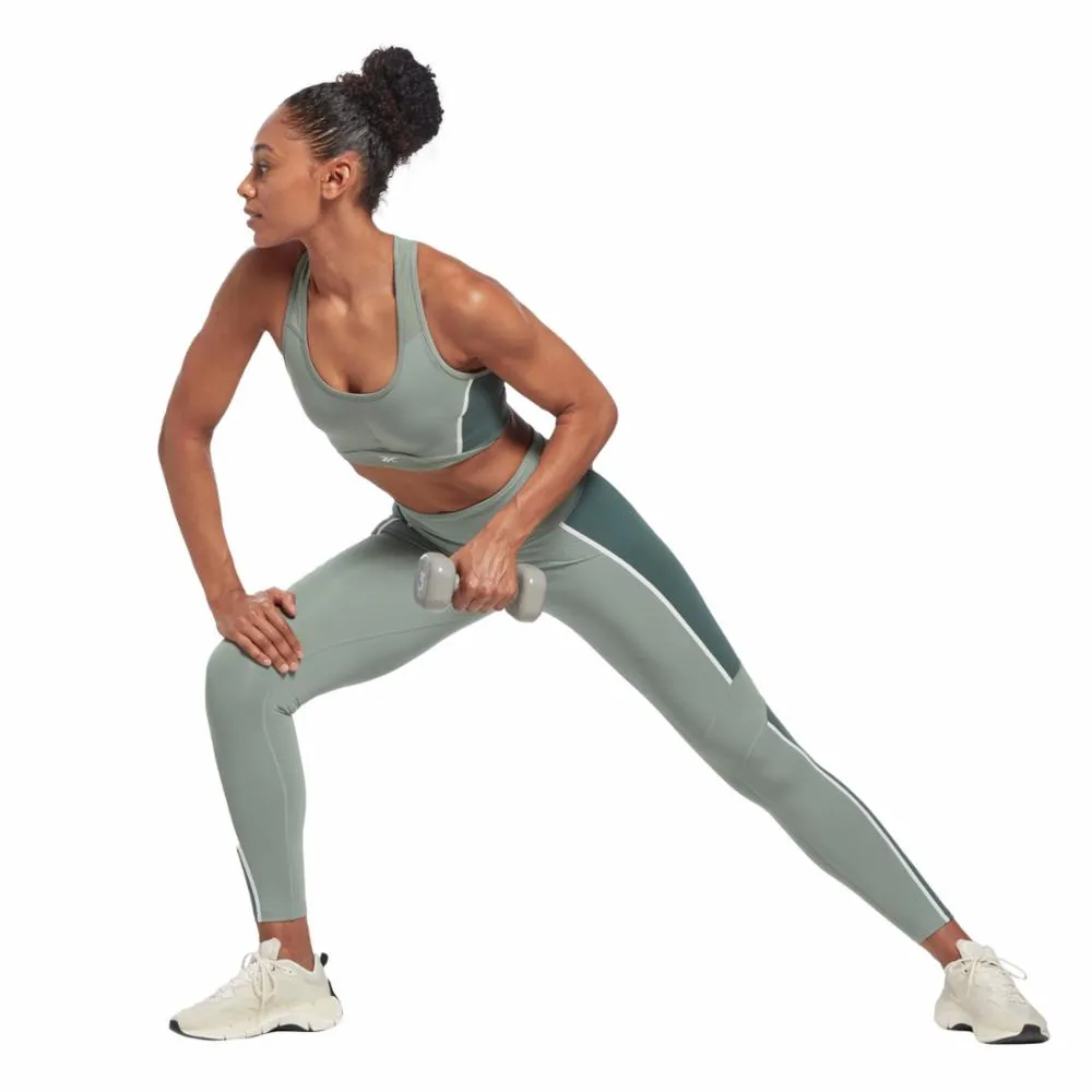 Reebok Apparel Women Lux Racer Padded Colorblock Bra HARGRN
