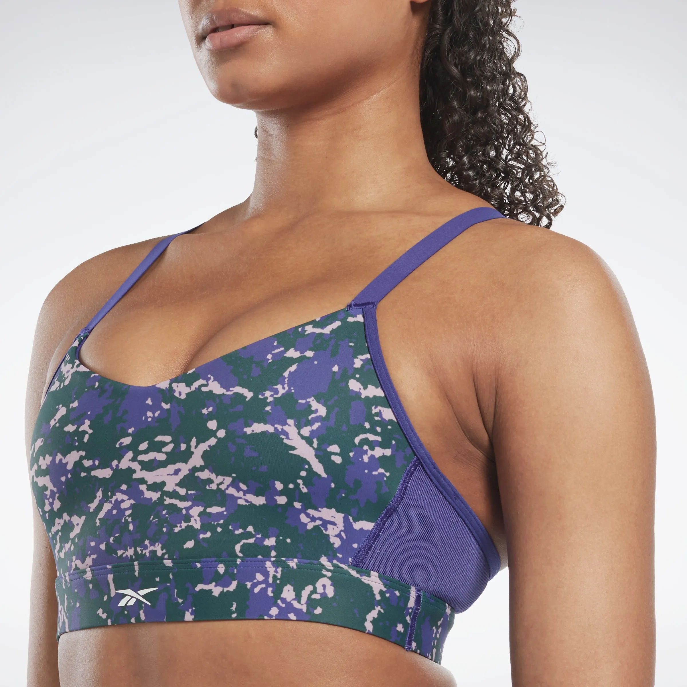Reebok Apparel Women Lux Speckle Modern Safari Strappy Bra Forgrn