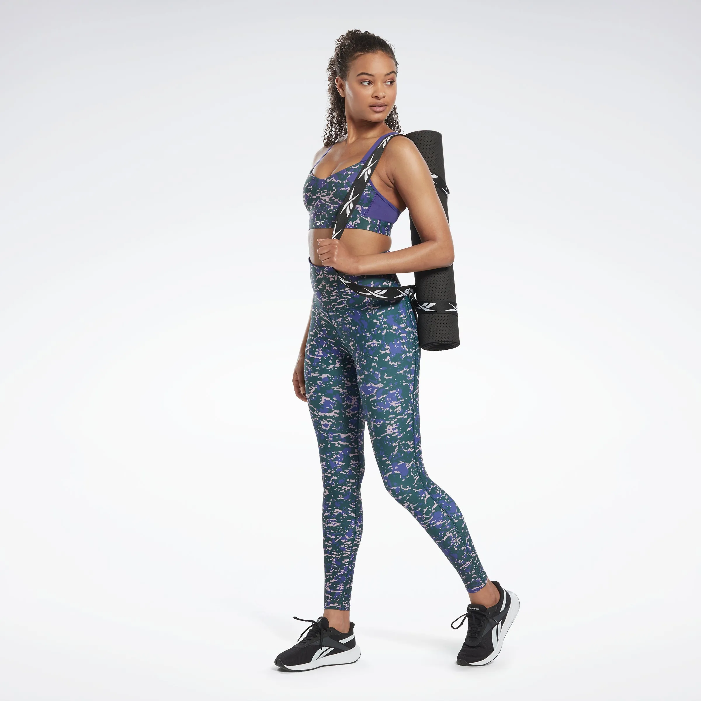 Reebok Apparel Women Lux Speckle Modern Safari Strappy Bra Forgrn