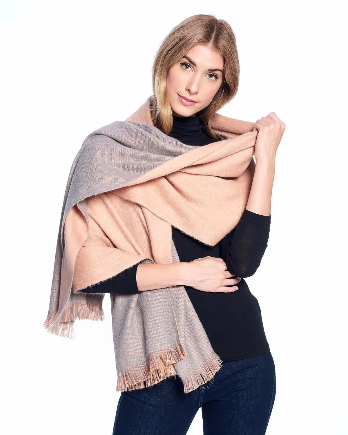 Reversible Alpaca  Wrap - Dusty Coral