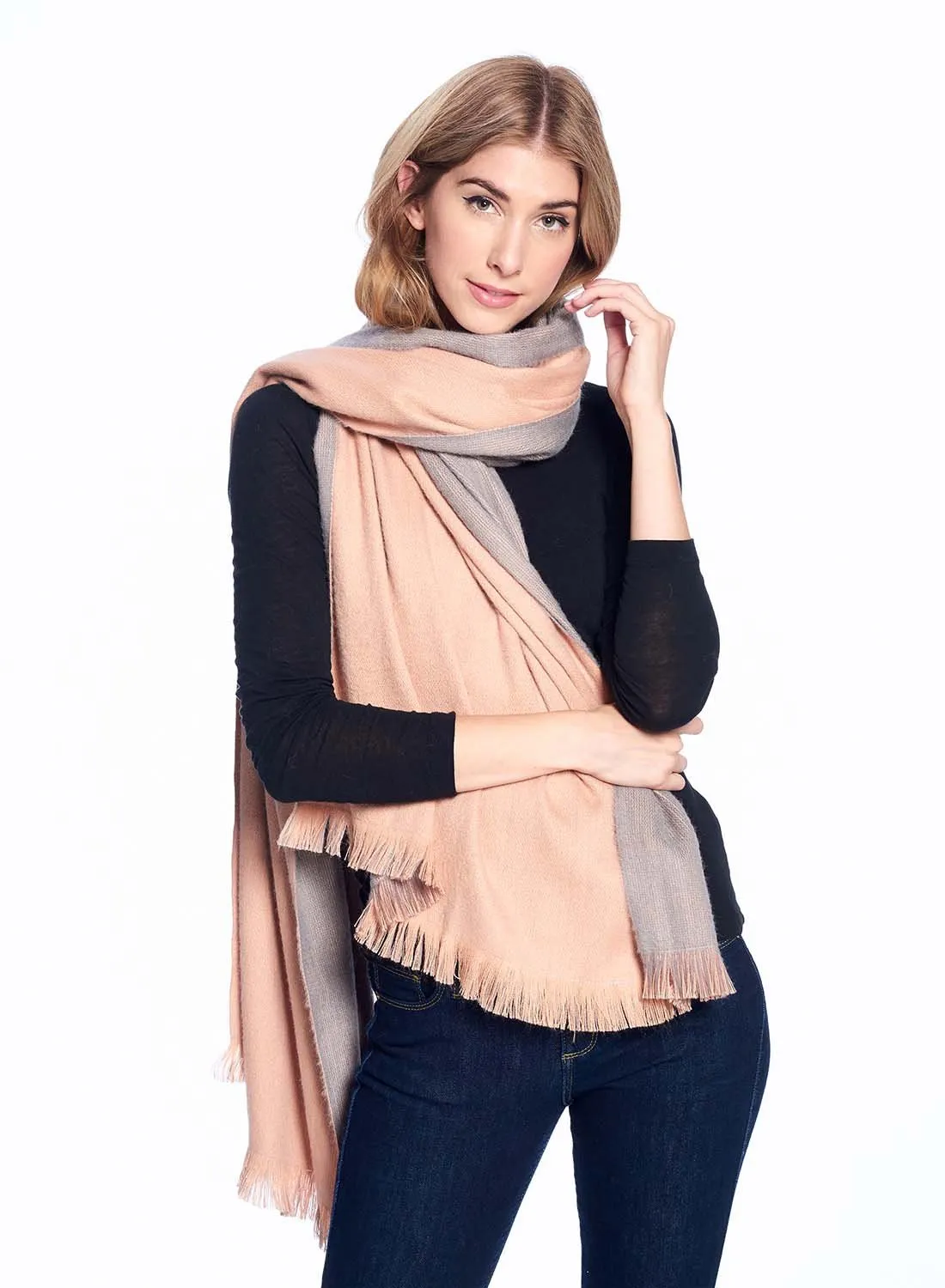 Reversible Alpaca  Wrap - Dusty Coral