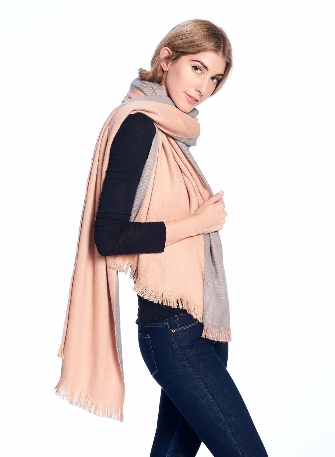 Reversible Alpaca  Wrap - Dusty Coral